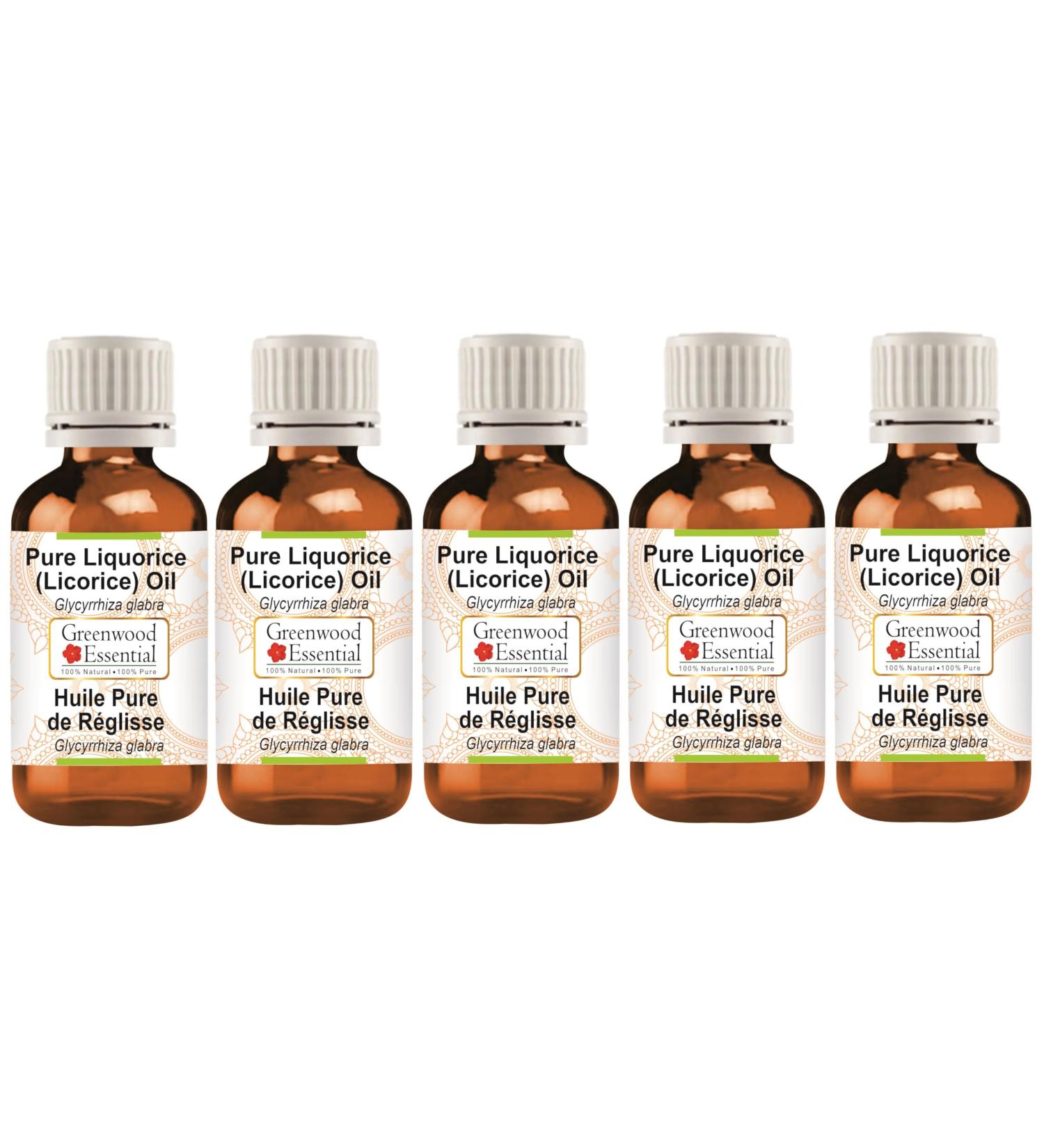 Greenwood Essential Naturreine Lakritz Oil (Glycyrrhiza Glabra) - Natural Therapeutic Quality 100ml x 5 Pack Fragrance-Free Licorice Oil for Wellness - Buy Online on GoSupps.com