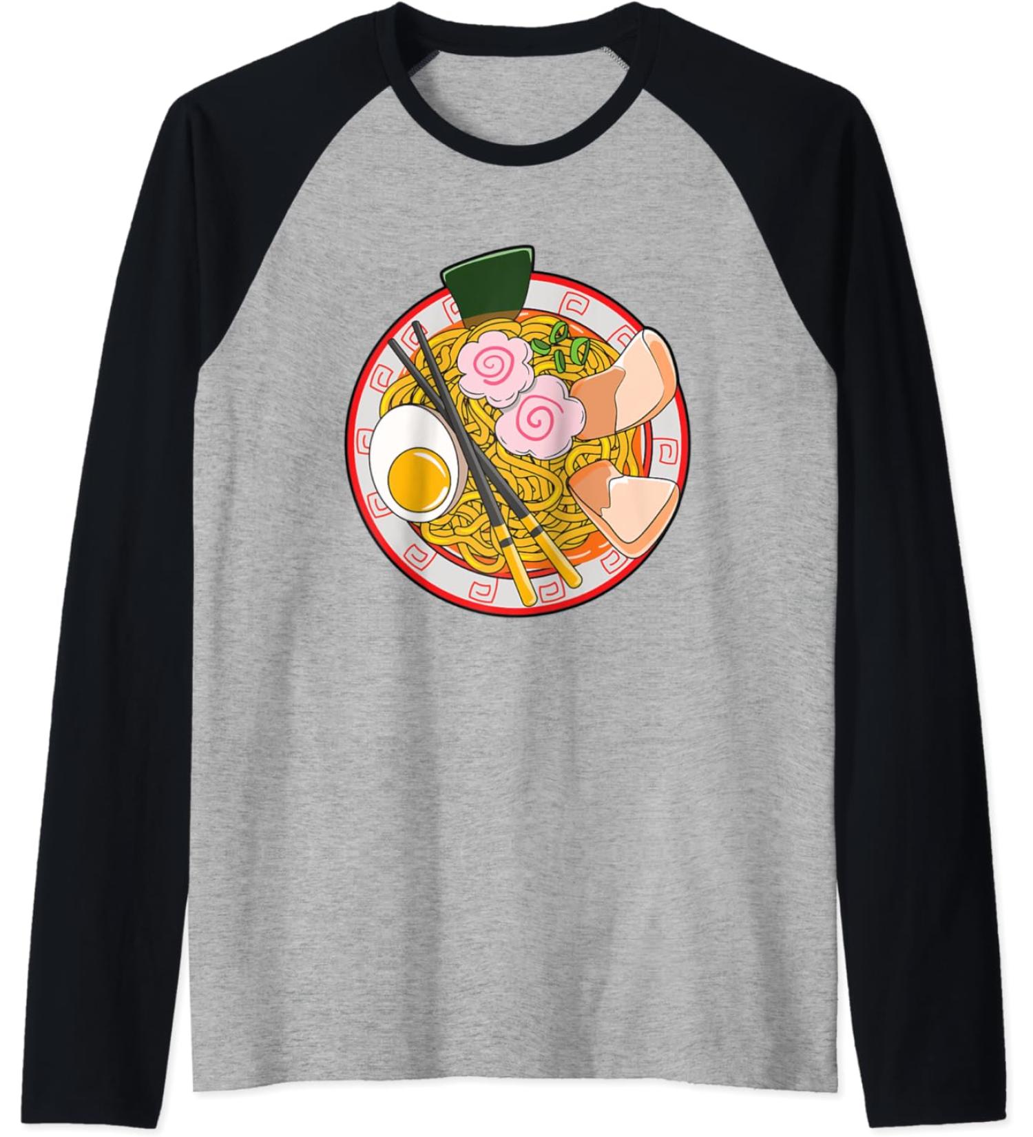Anime Japanese Ramen Noodle Life Foodie Raglan Baseball Tee