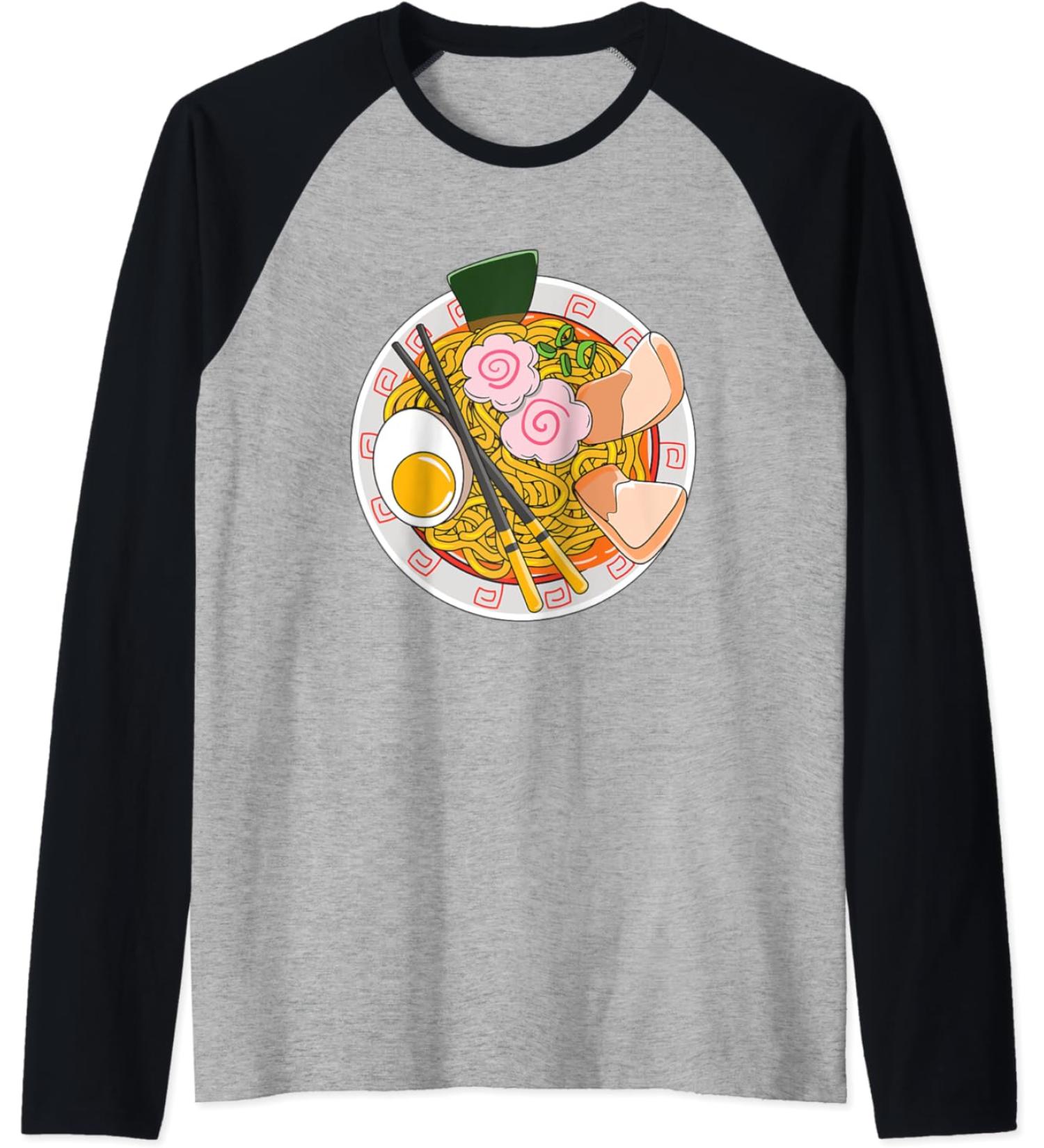 Kawaii Japanese Ramen Noodle Life Raglan Baseball Tee