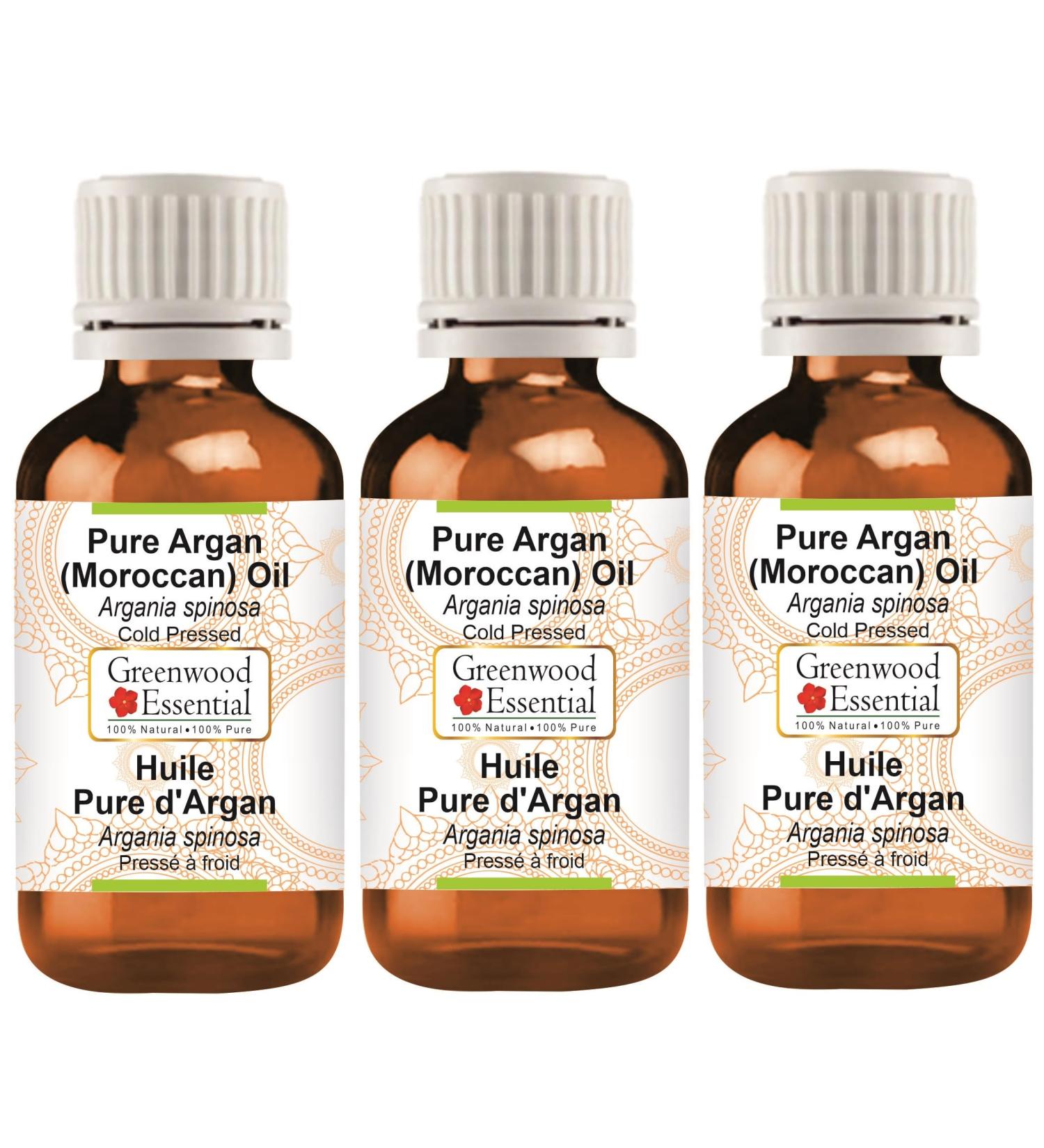 Buy Greenwood Essential Natural Argan Oil (Moroccan) - Therapeutic Cold-Pressed 100ml x 3 - Premium Quality (Argania Spinosa) for Skin & Hair Care - Buy Online on GoSupps.com