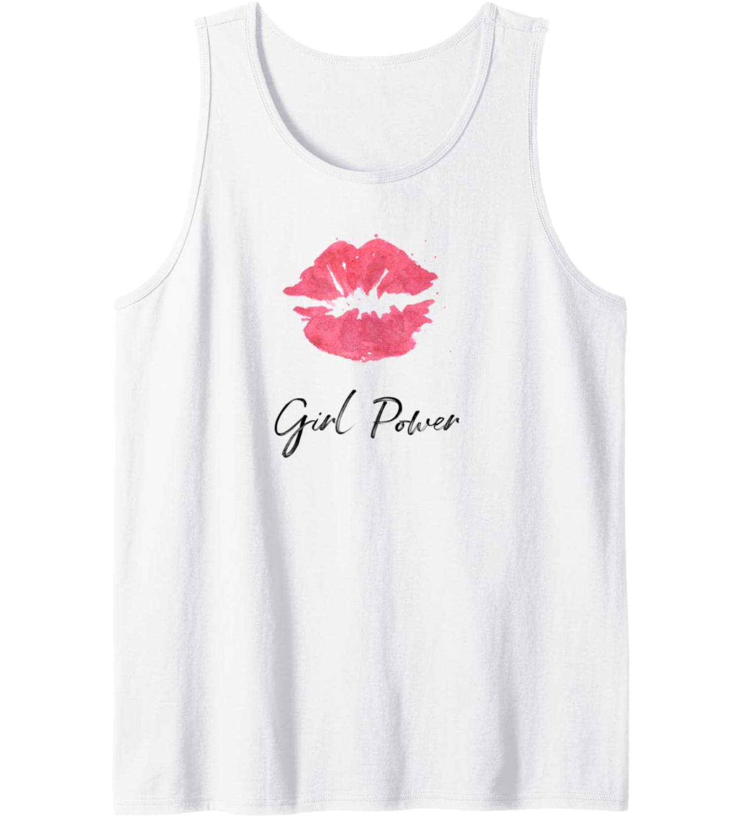 Empowered Lips: Girl Power Graphic Design Tank Top