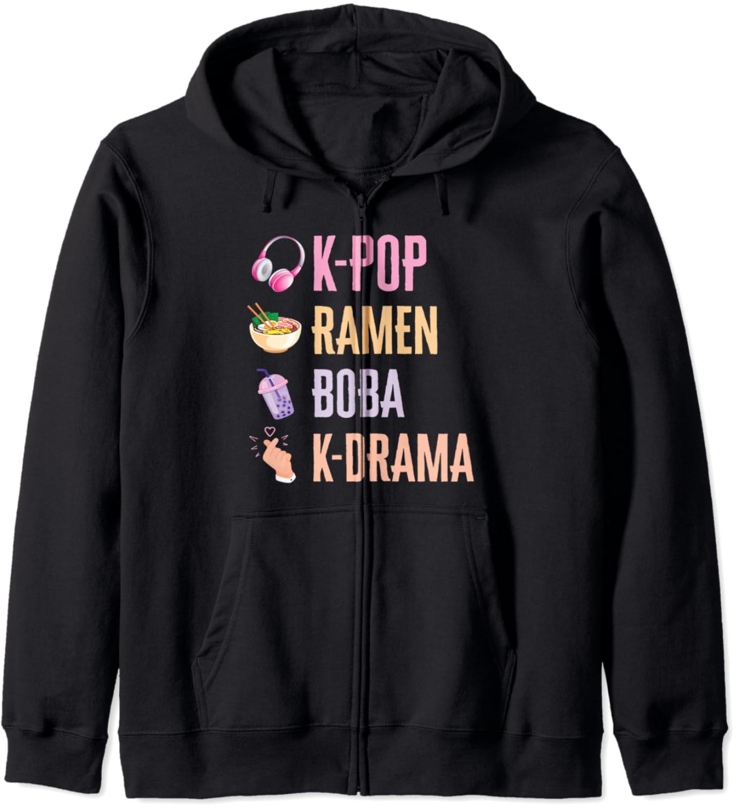 K-Pop Ramen Bubble Tea Boba Japanese Noodles Bowl Kpop Gift Zip Hoodie