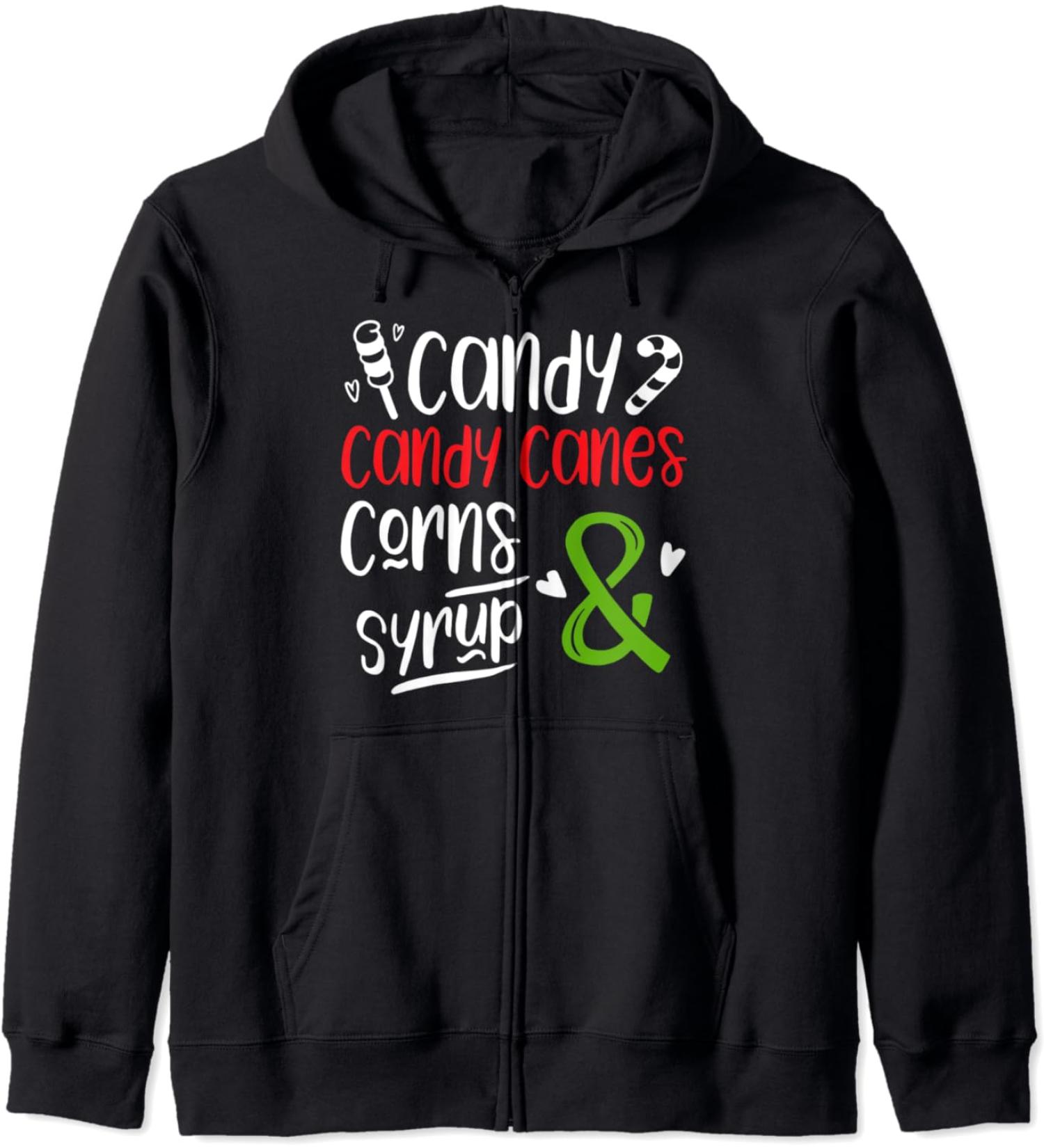 Elf Food Group Candy Candy Canes Corn & Syrup Christmas Zip Hoodie