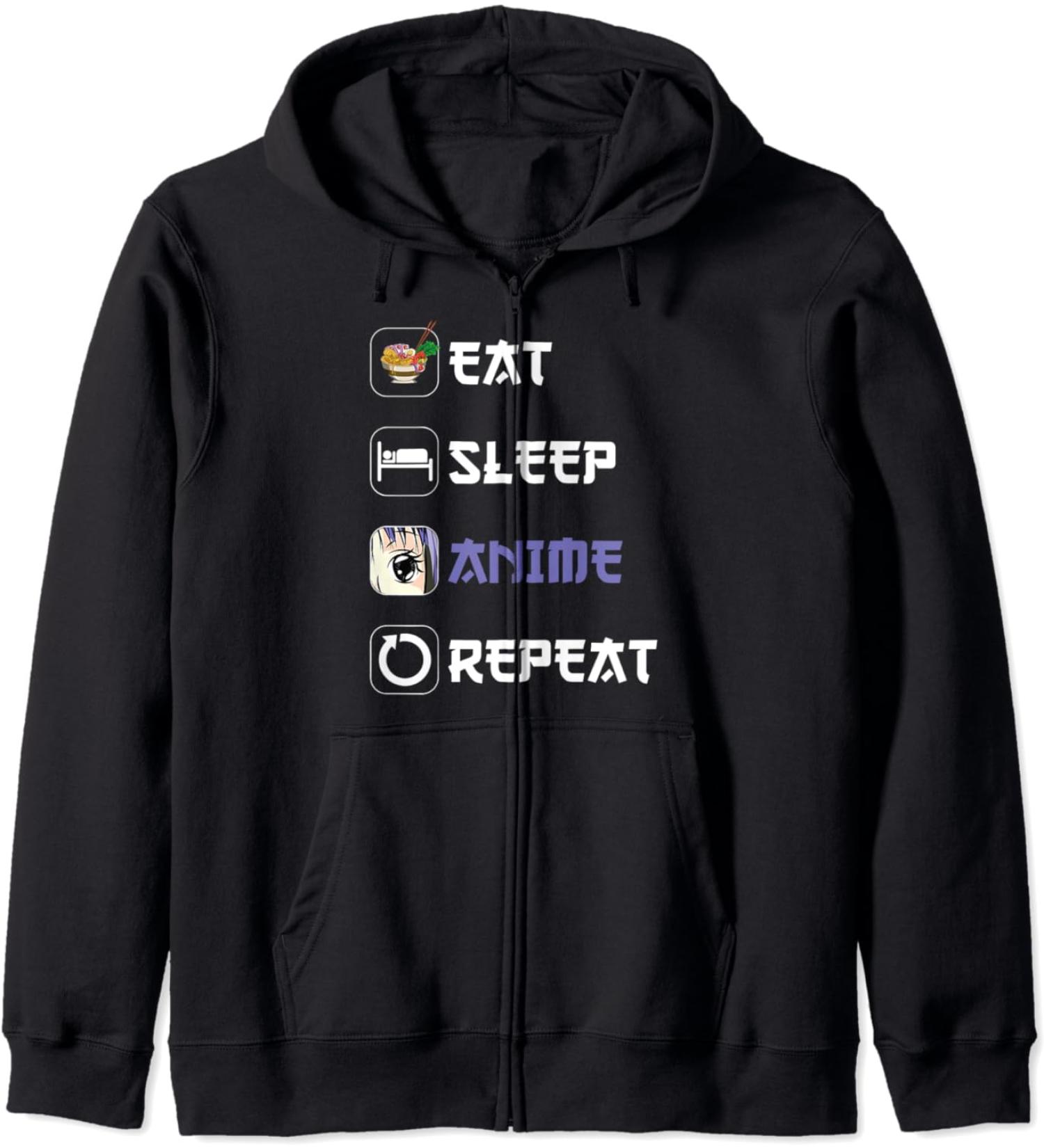 Ramen Noodles Japanese Ramen Eat Sleep Anime Repeat Anime Zip Hoodie