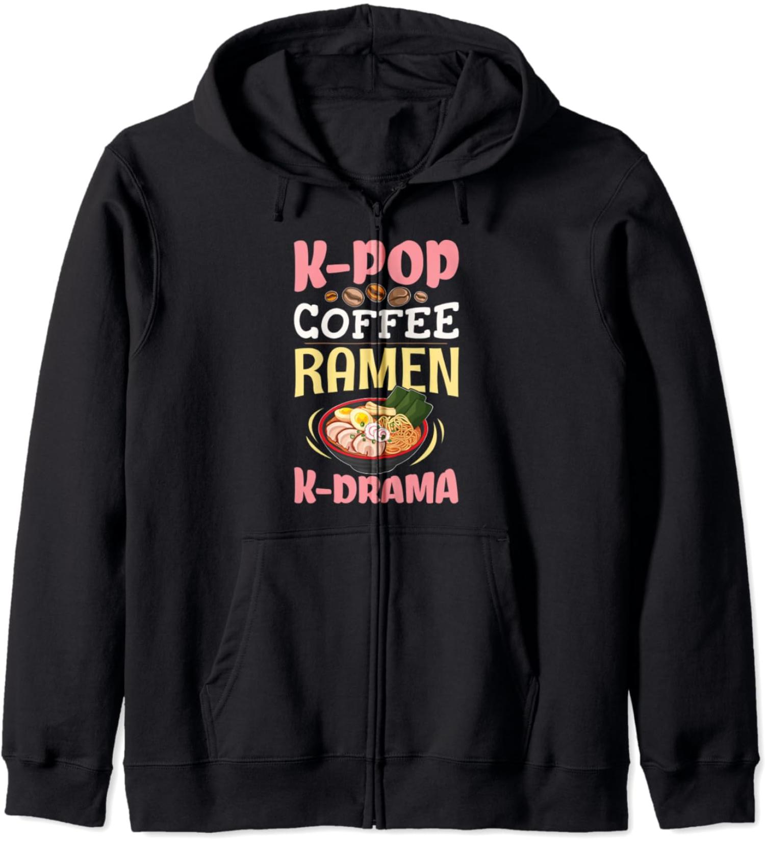 K-Pop Ramen Coffee Japanese Noodles Bowl Kpop Gift Zip Hoodie
