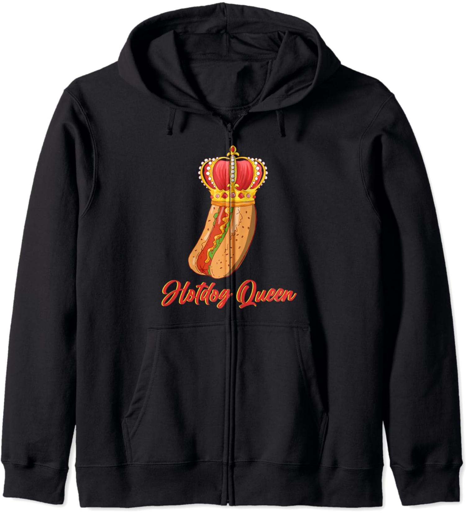 Hotdog Queen Crown Fairytale Bun Ketchup Mustard Mayo King Zip Hoodie