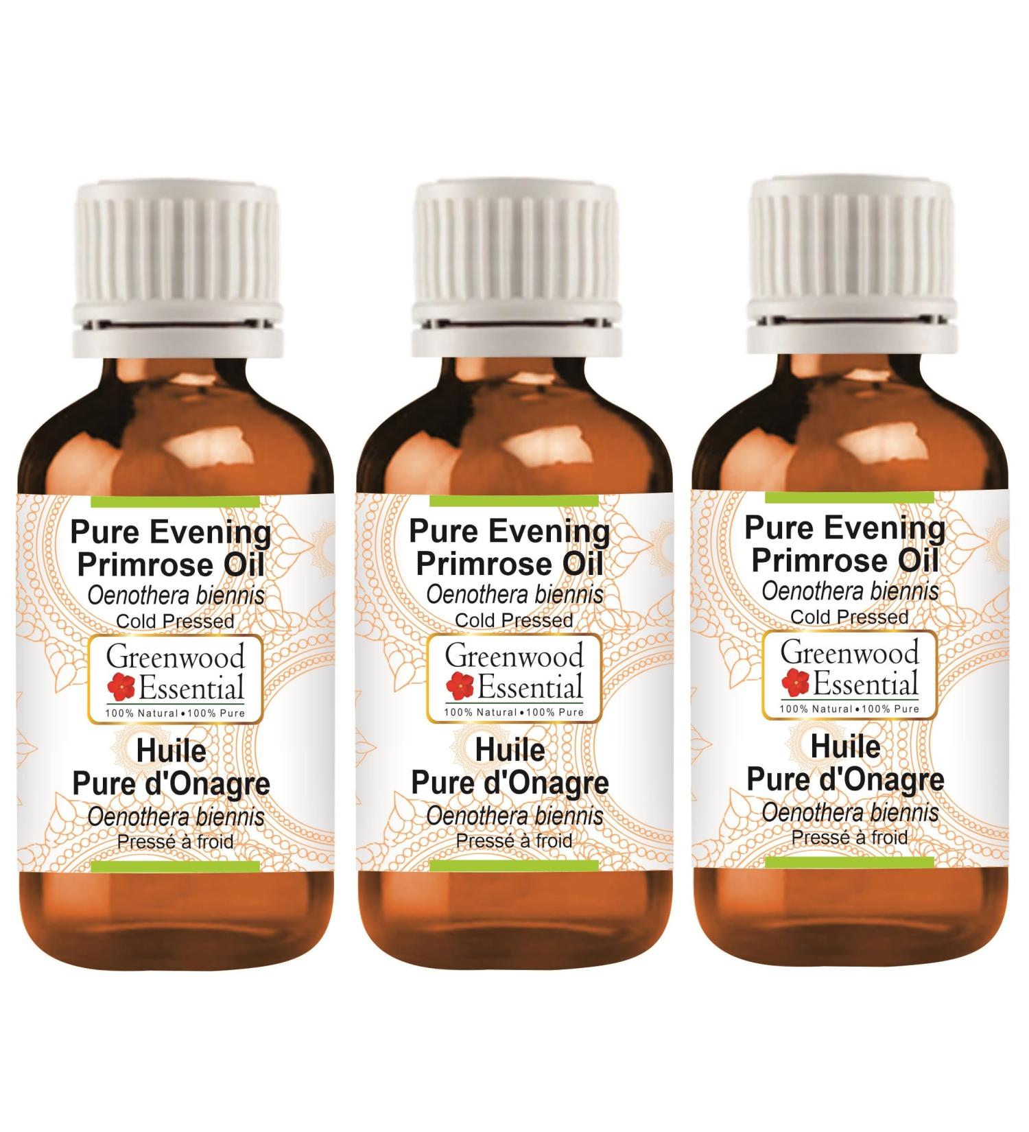 Greenwood Essential Evening Primrose Oil - 100ml x 3 Pack | Natural & Therapeutic Quality Cold-Pressed - Buy Online on GoSupps.com
