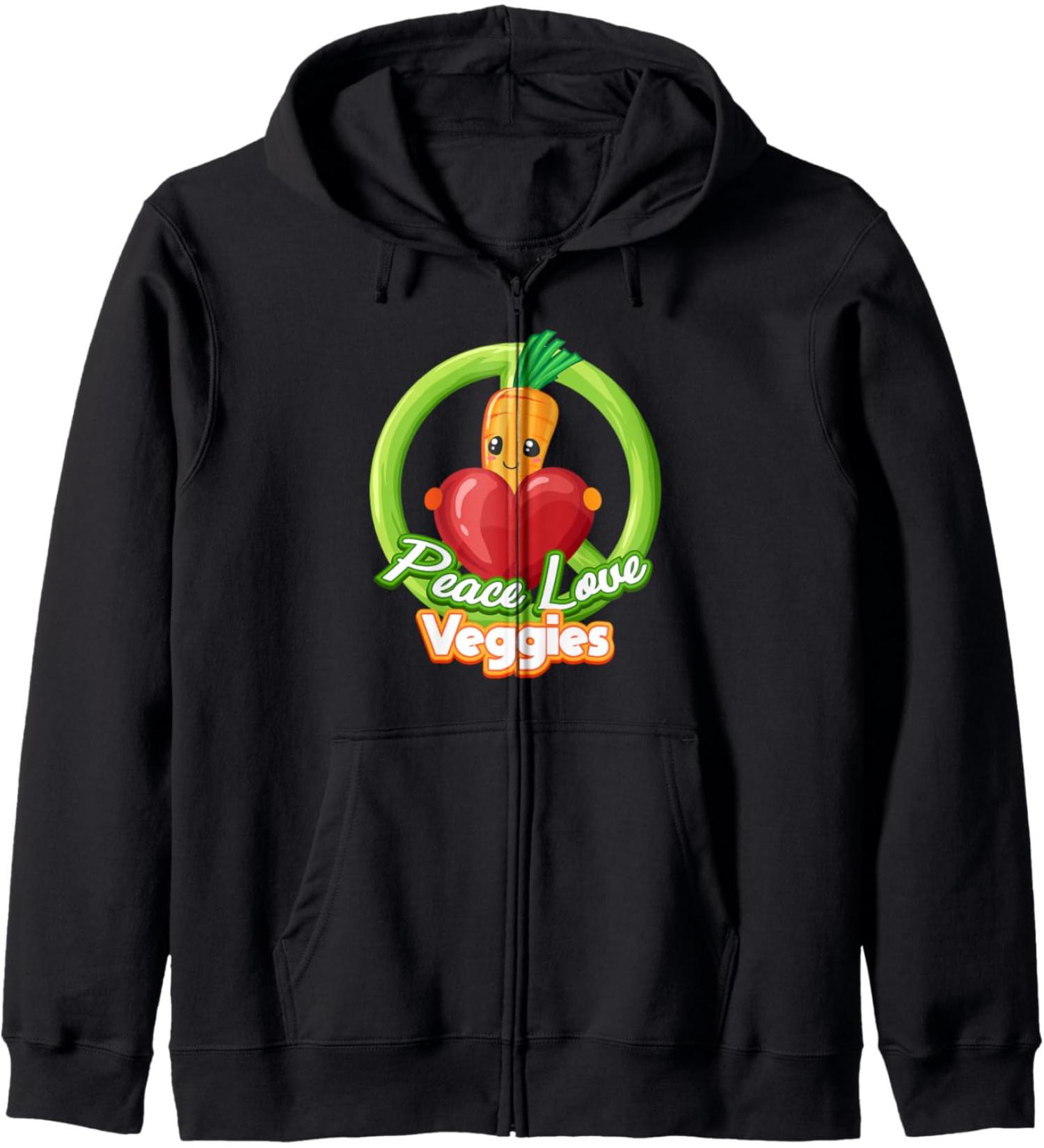 Peace Love Veggies V g tarien base de plantes Sweat Capuche