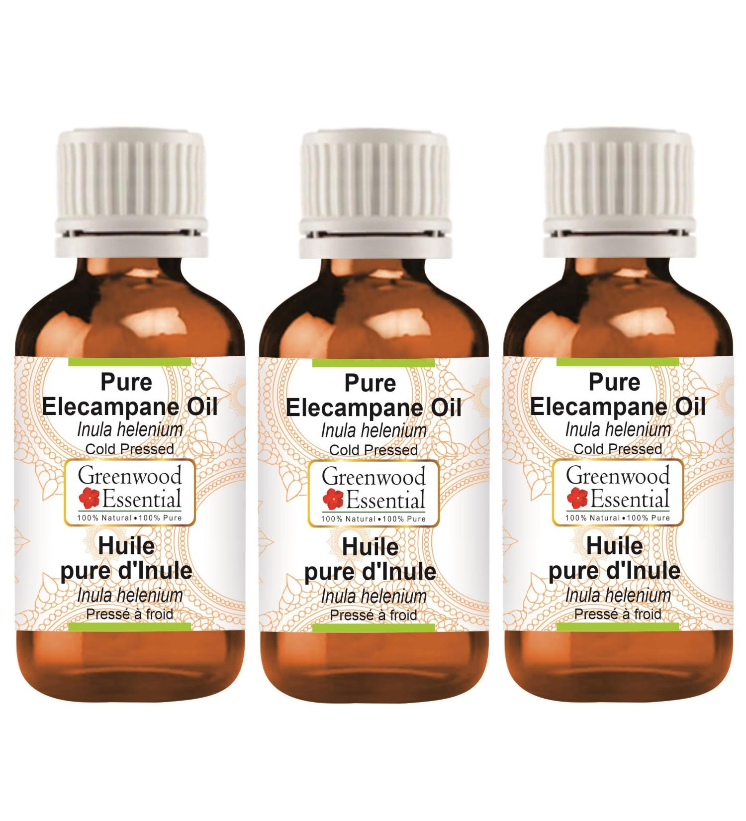 Greenwood Essential Pure Elecampane Oil (Inula helenium) Cold Pressed (Pack of Three) 100ml X 3 (10 oz) - Buy Online on GoSupps.com
