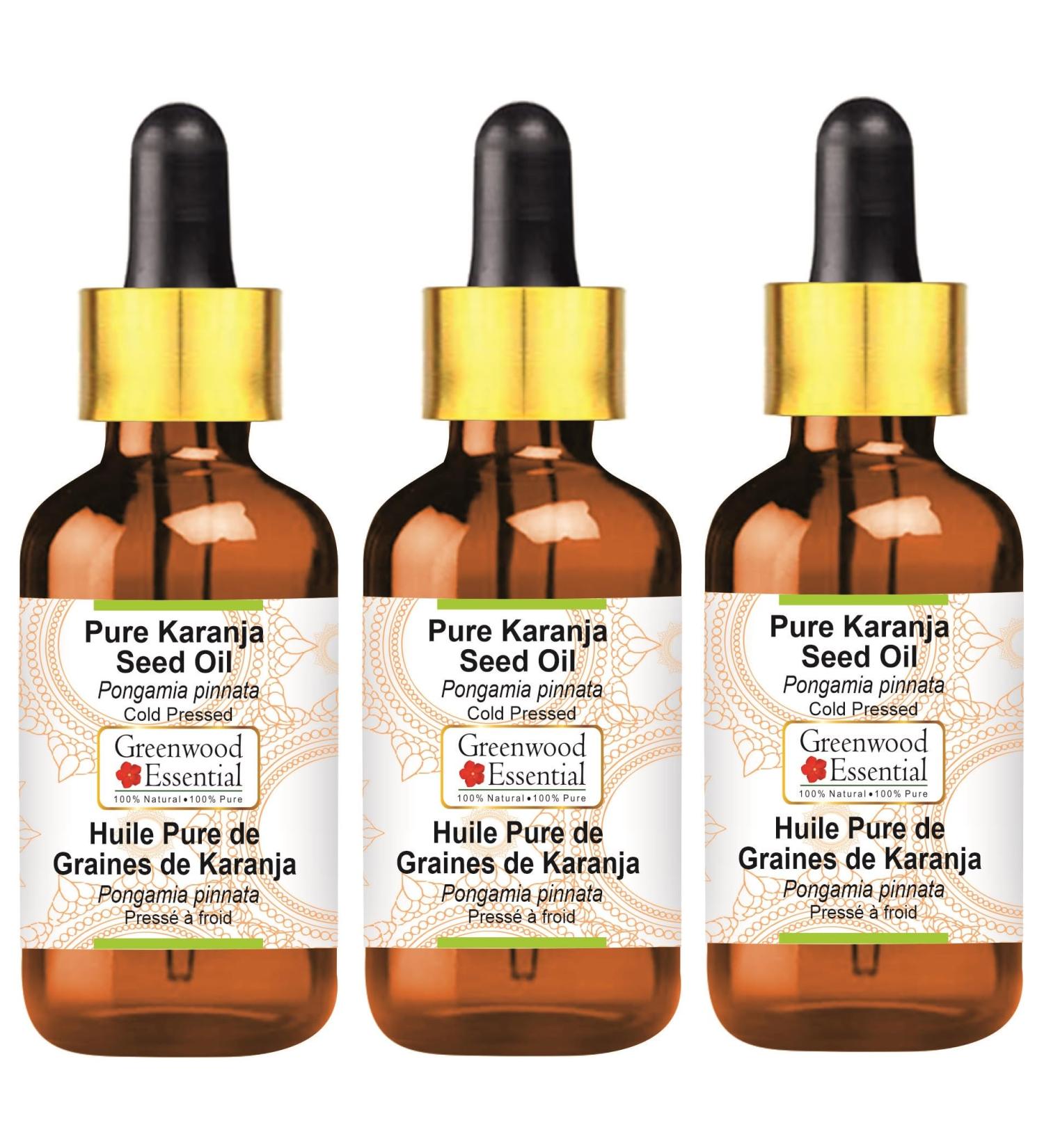 Greenwood Essential Karanja Seed Oil 100ml - Natural Therapeutic Quality Cold-Pressed Pack of 3 | International Shipping - Buy Online on GoSupps.com