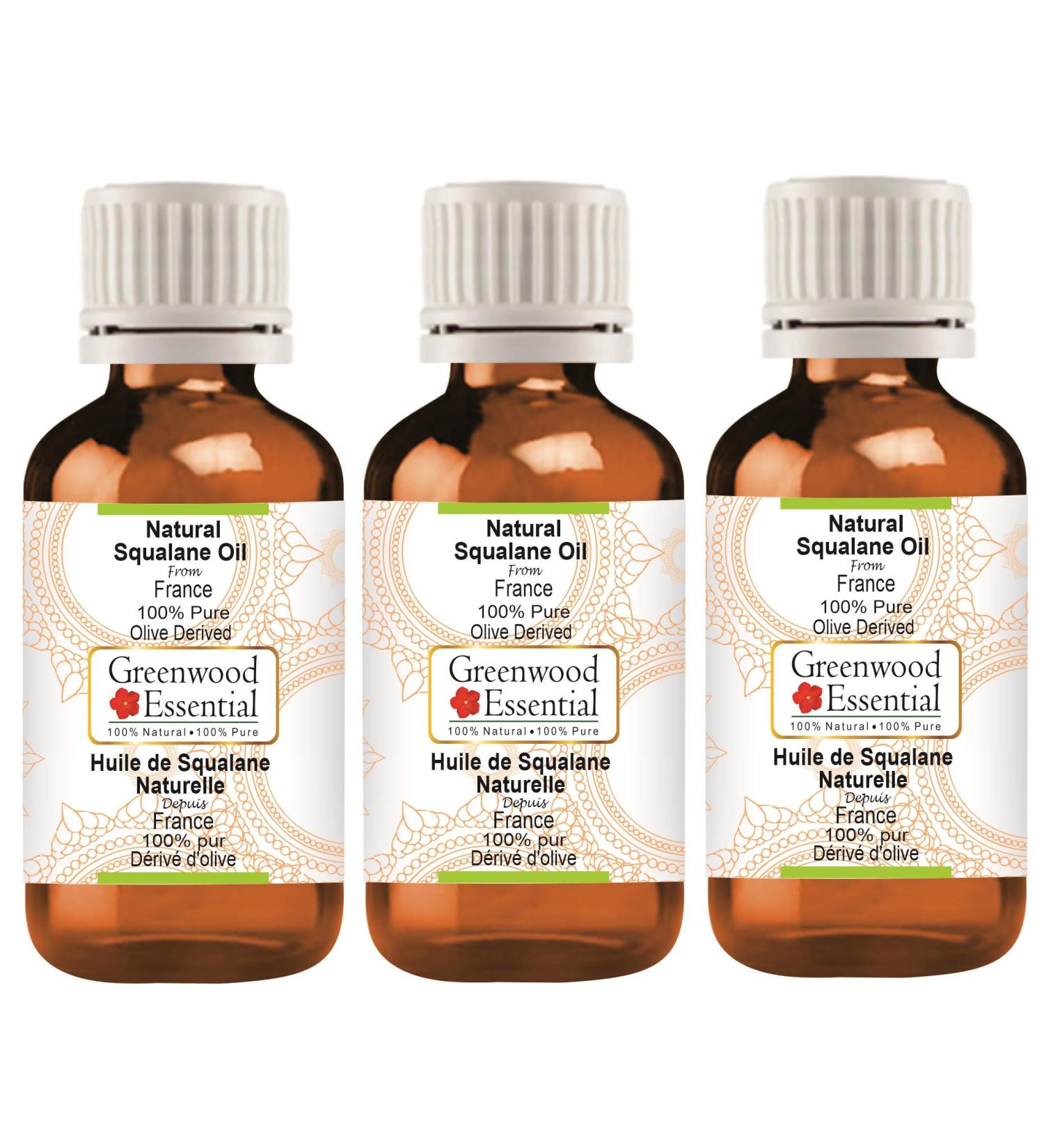Greenwood Essential Natural Pure Squalane Oil (Olive-Derived) - 100ml x 3 | Fragrance-Free Therapeutic Quality - Buy Online on GoSupps.com