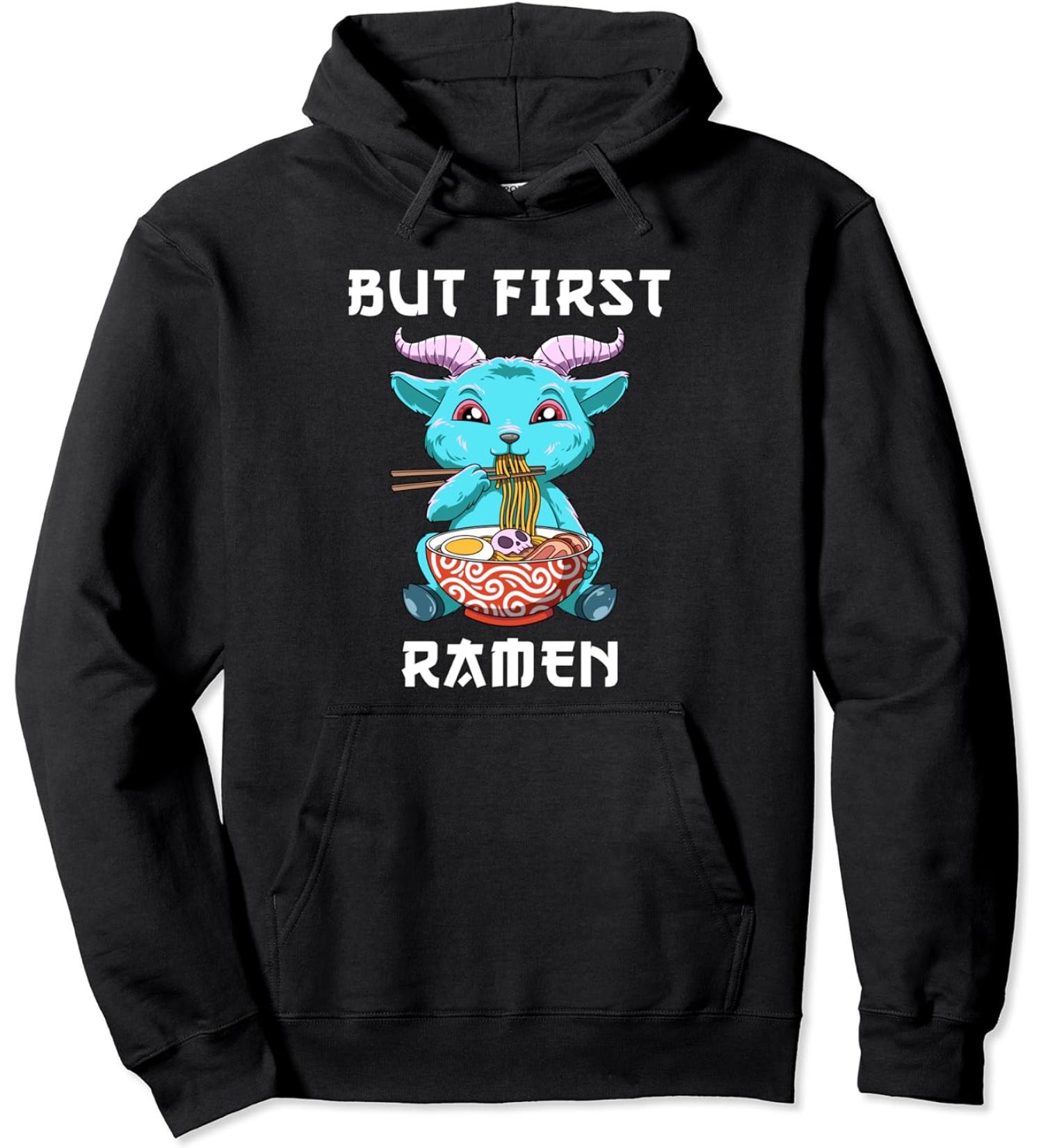But First Ramen Baphomet Noodle Soup Pullover Hoodie
