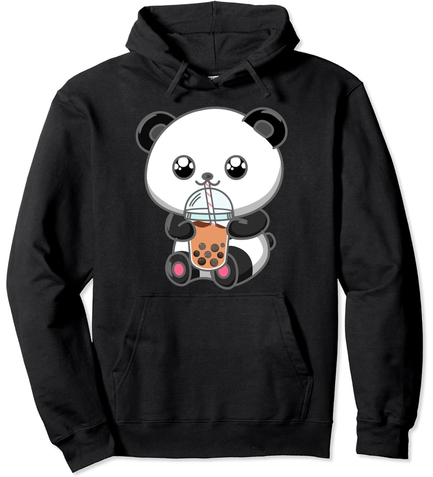 Boba Tea Bubble Tea Kawaii Japanese Lover Panda Anime Otaku Pullover Hoodie