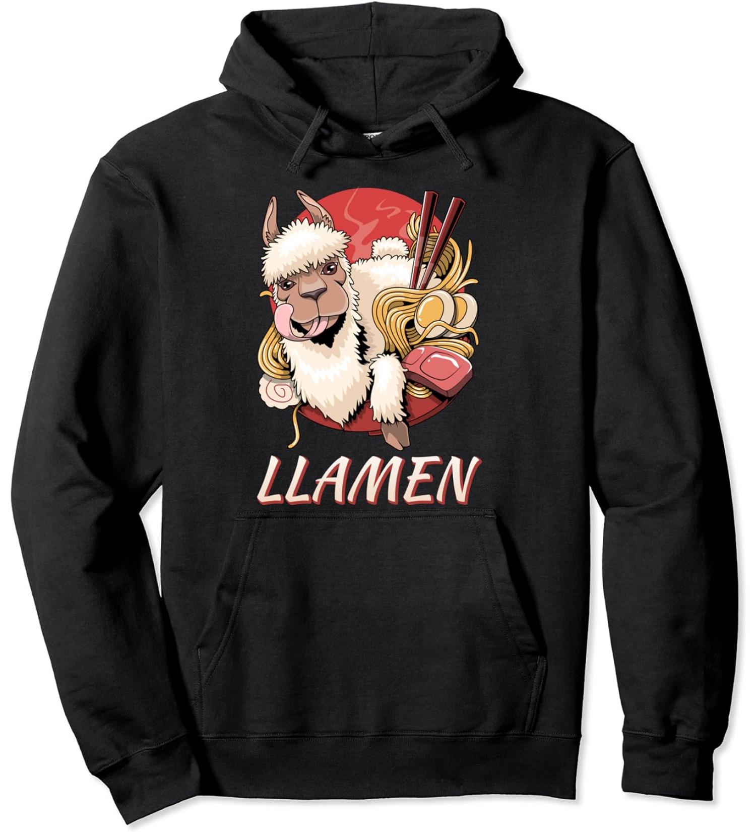 Llamen funny Japanese Ramen Noodles Llamen Pullover Hoodie