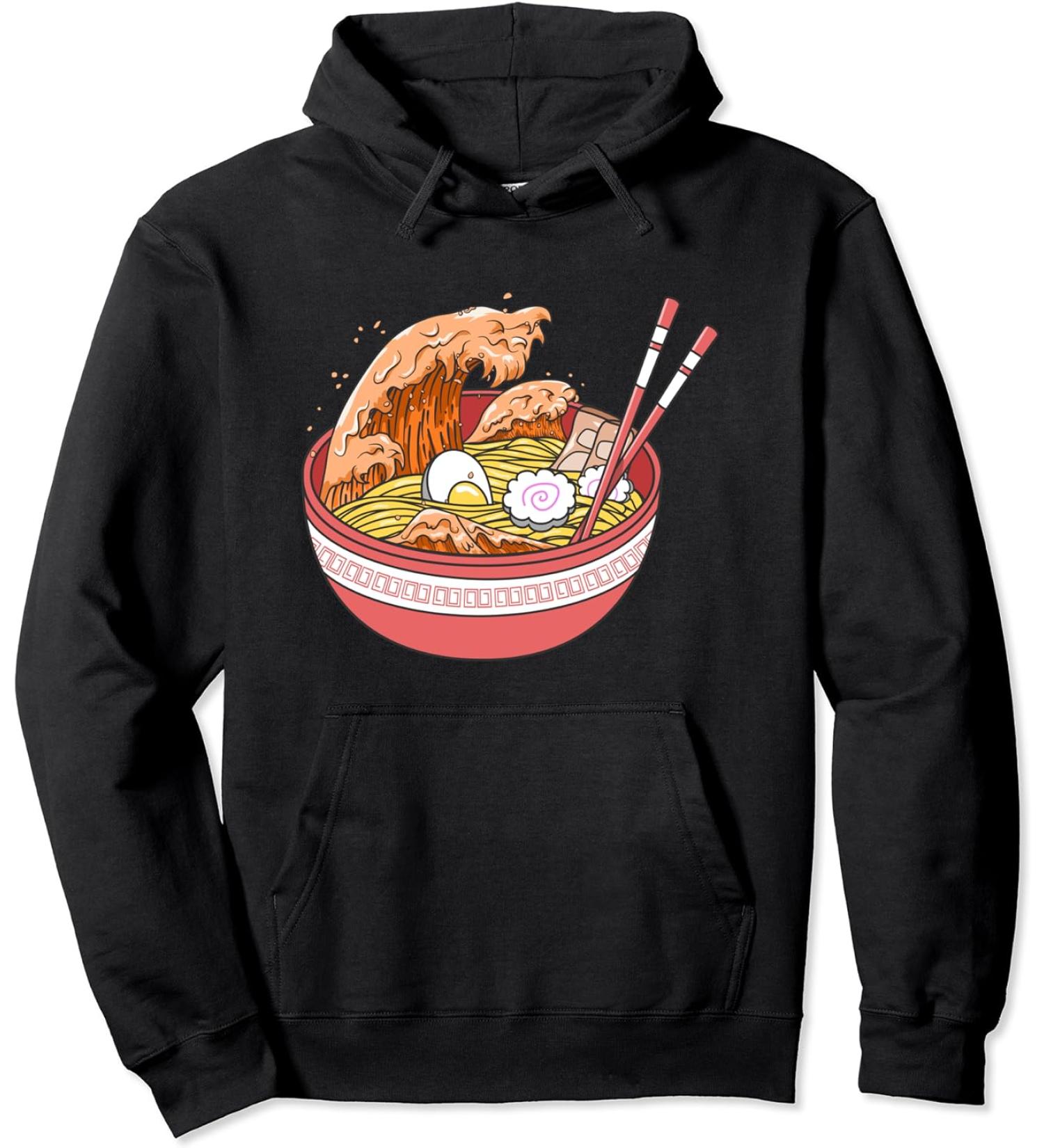 Ramen Wave Soup Noodle Ocean Kawaii Pullover Hoodie