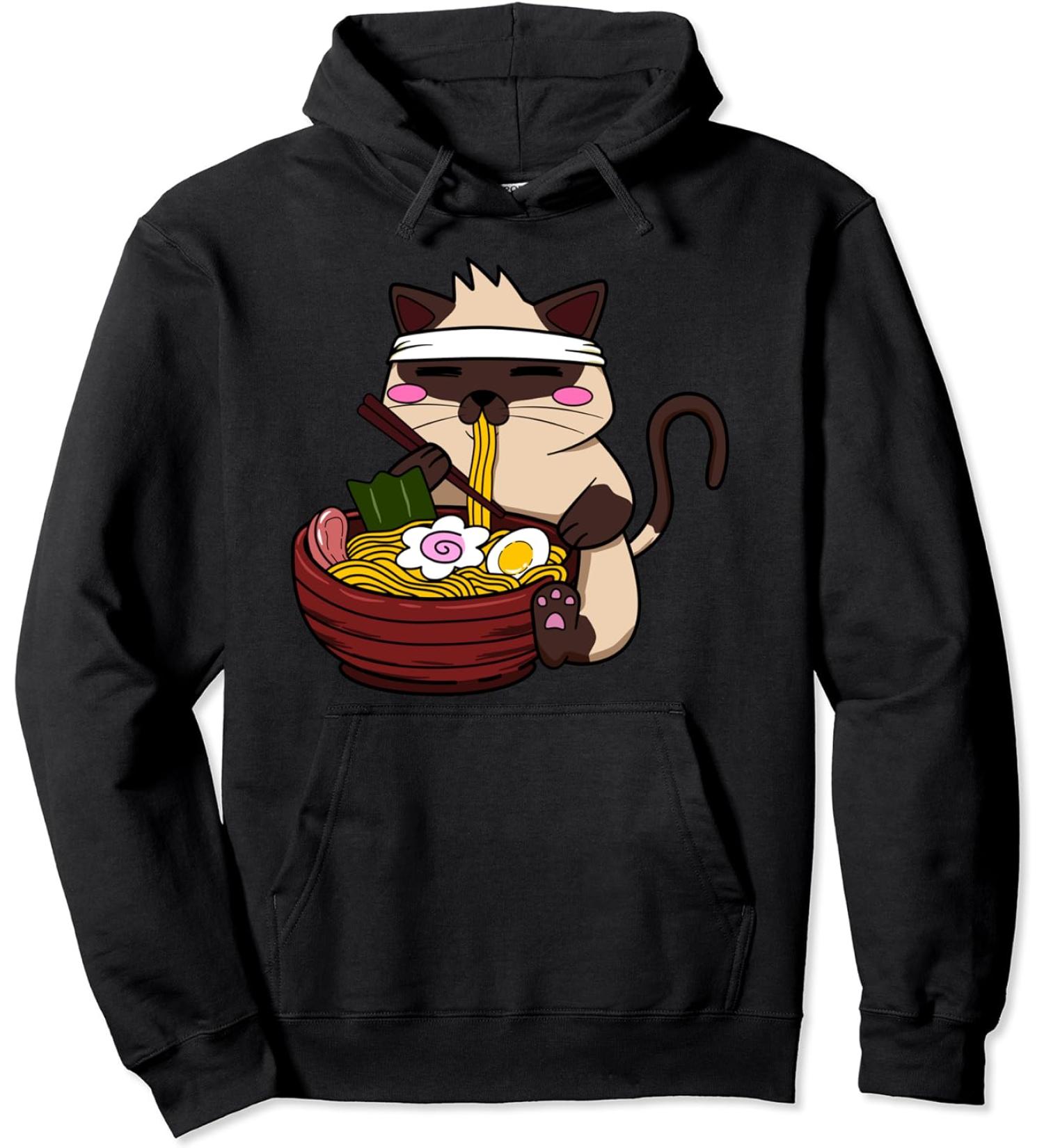 Anime Siamese Ramen Japanese Ramen Life Noodle Pullover Hoodie