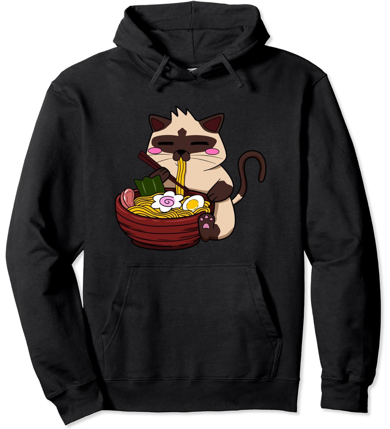 Siamese Cat Ramen Japanese Ramen Life Noodle Pullover Hoodie