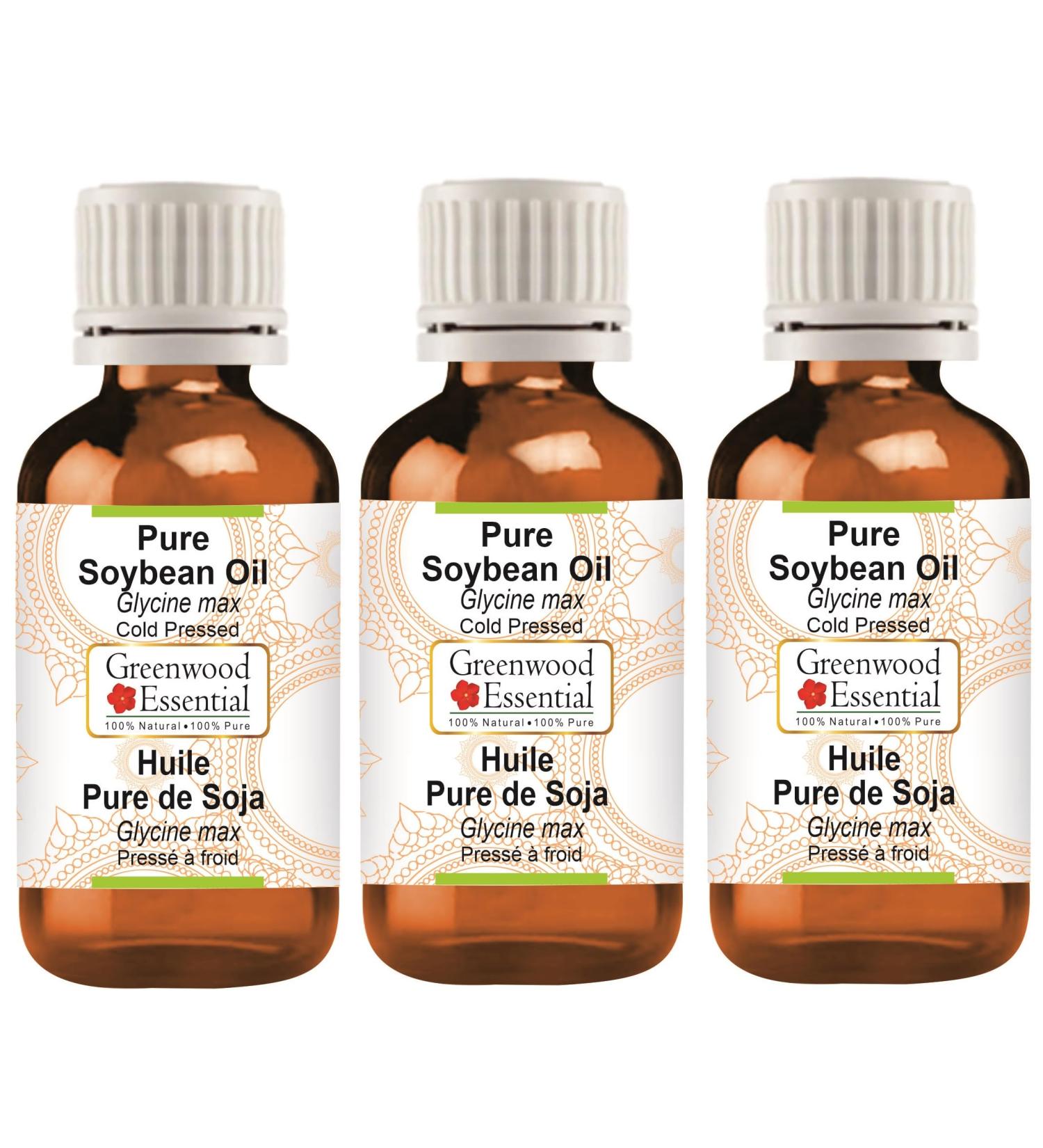 Greenwood Essential Natural Soybean Oil - Pure Cold-Pressed Therapy (Pack of 3 100ml Each) - Organic Glycine Max - 300ml Total - Buy Online on GoSupps.com
