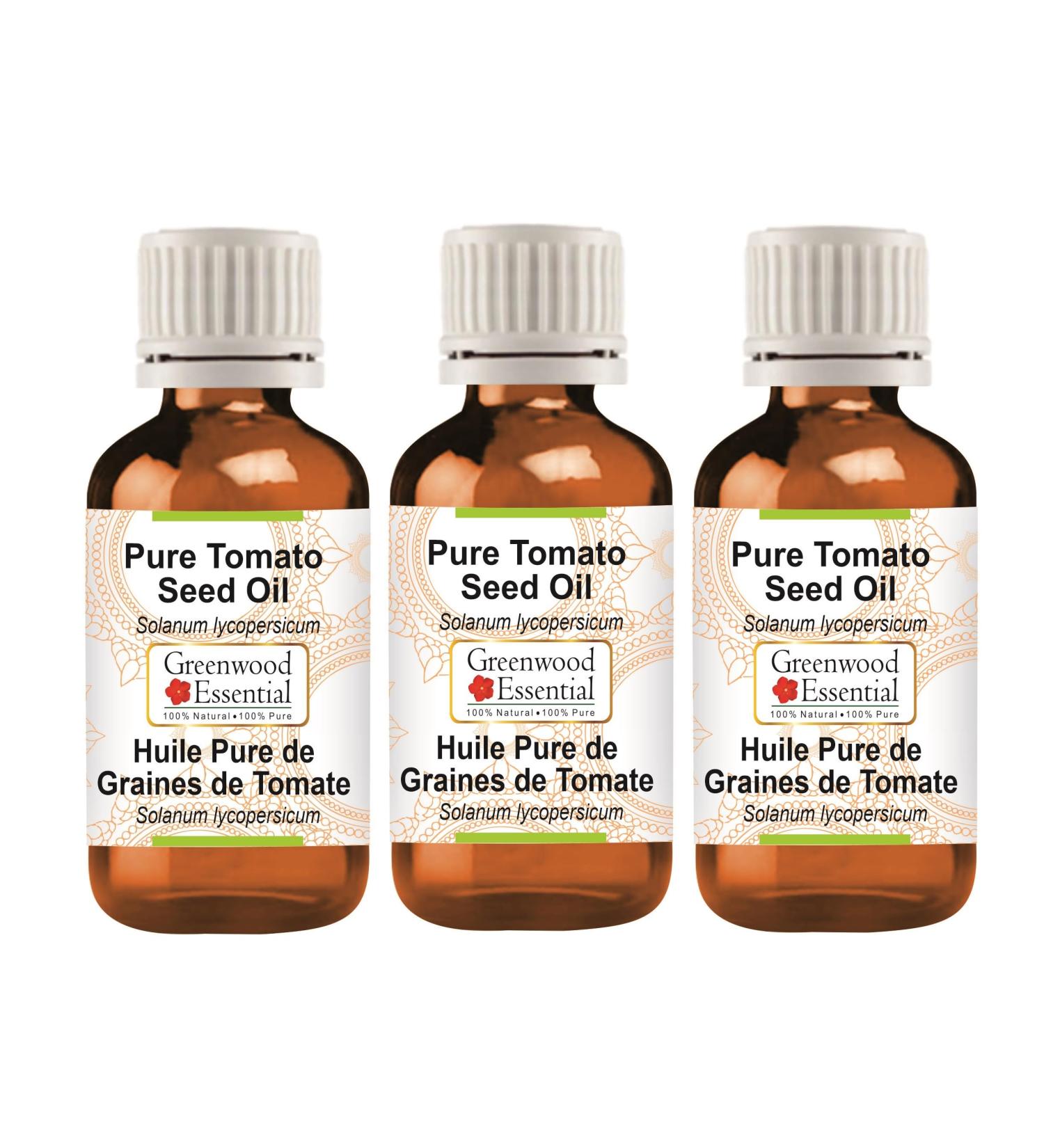 Greenwood Essential Pure Tomato Seed Oil (Solanum lycopersicum) Cold Pressed (Pack of Three) 100ml X 3 (10 oz) - Buy Online on GoSupps.com