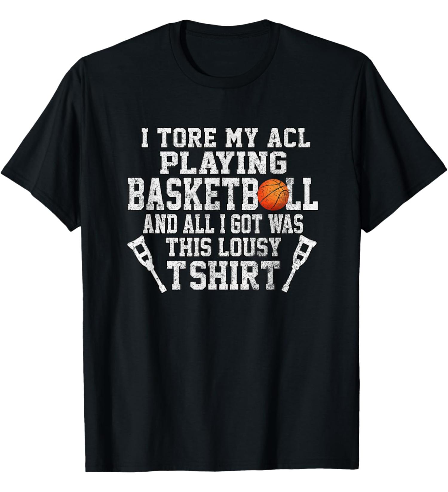 Funny Knee Surgery Torn ACL Basketball Distressed Look T-Shirt