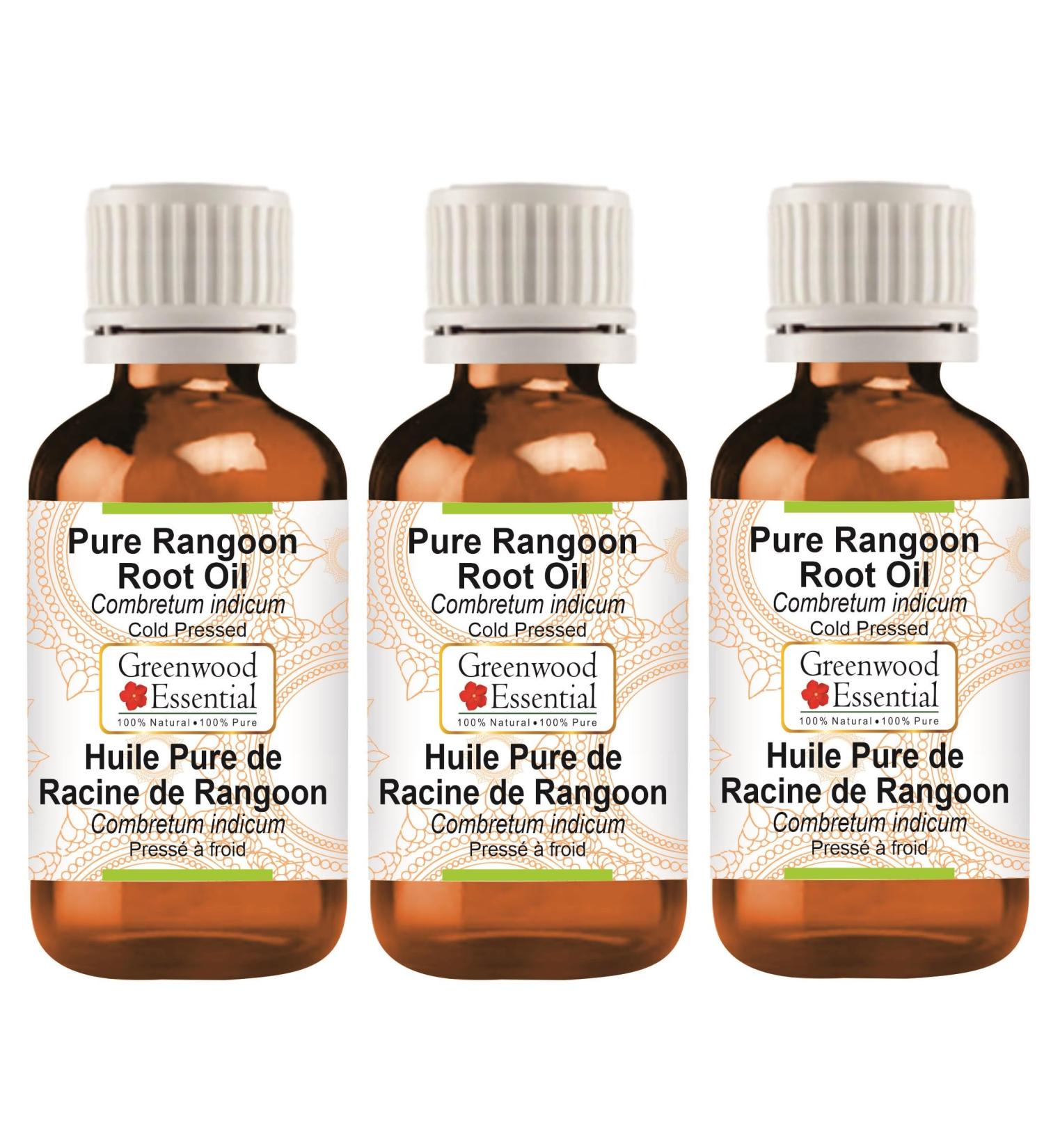 Greenwood Essential Pure Rangoon Root Oil (Combretum indicum) Cold Pressed (Pack of Three) 100ml X 3 (10 oz) - Buy Online on GoSupps.com