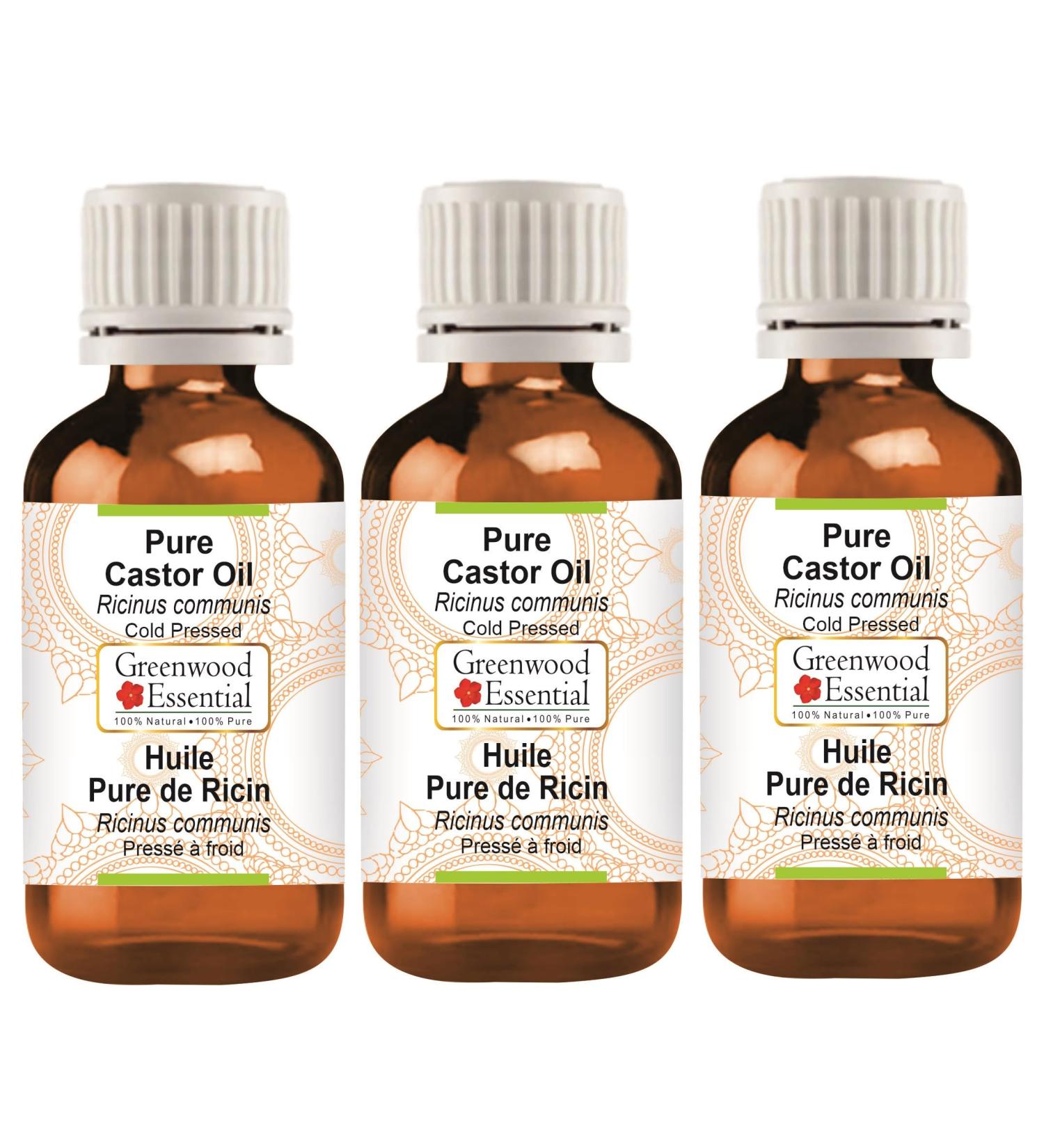 Buy Greenwood Essential Castor Oil - Pure Therapeutic Quality Cold-Pressed 100ml x 3 - Natural & Organic International Shipping - Buy Online on GoSupps.com