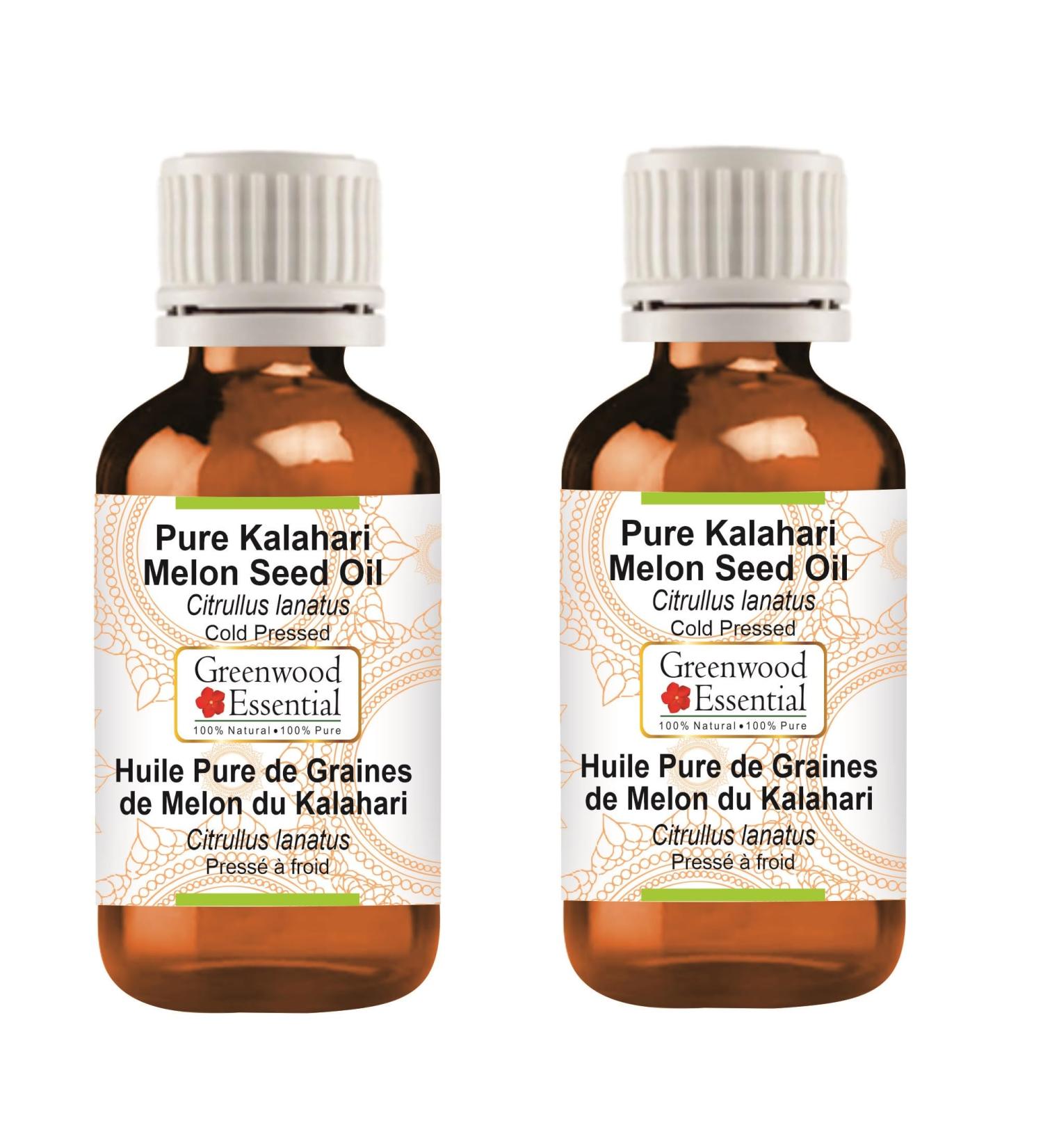 Greenwood Essential Pure Kalahari Melon Seed Oil (Citrullus lanatus) Cold Pressed (Pack of Two) 100ml X 2 (6.76 oz) - Buy Online on GoSupps.com