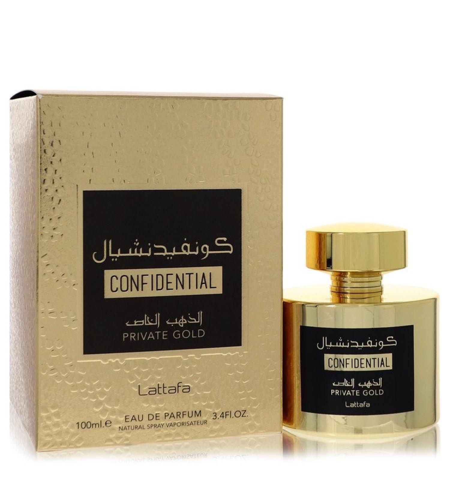 Lattafa Confidential Private Gold by Lattafa Eau De Parfum Spray (Unisex) 3.4 oz for Men