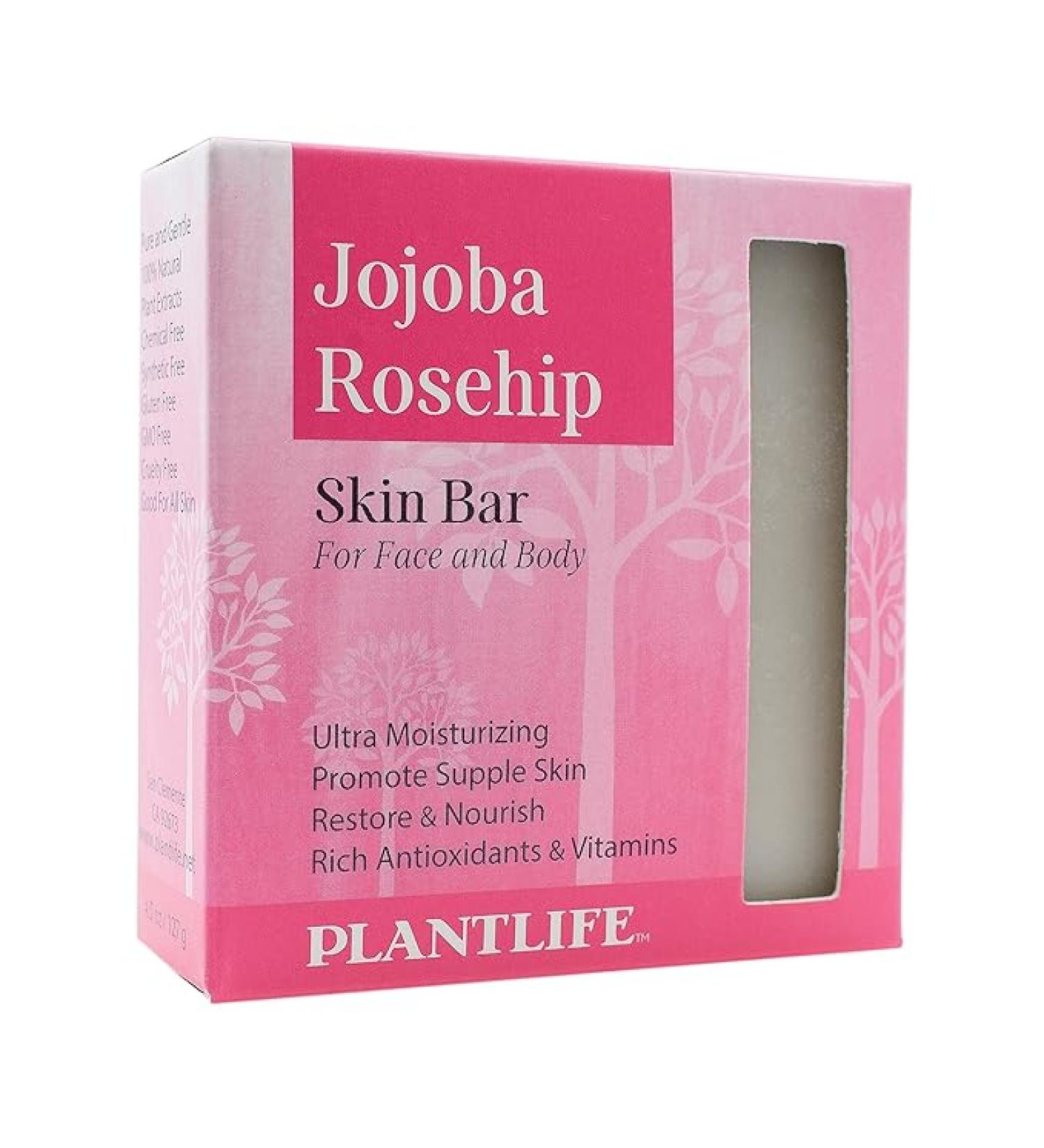 Plantlife Jojoba Rosehip Bar Soap - Moisturizing & Soothing Skin Care - Handcrafted in California - 4oz - Buy Online on GoSupps.com