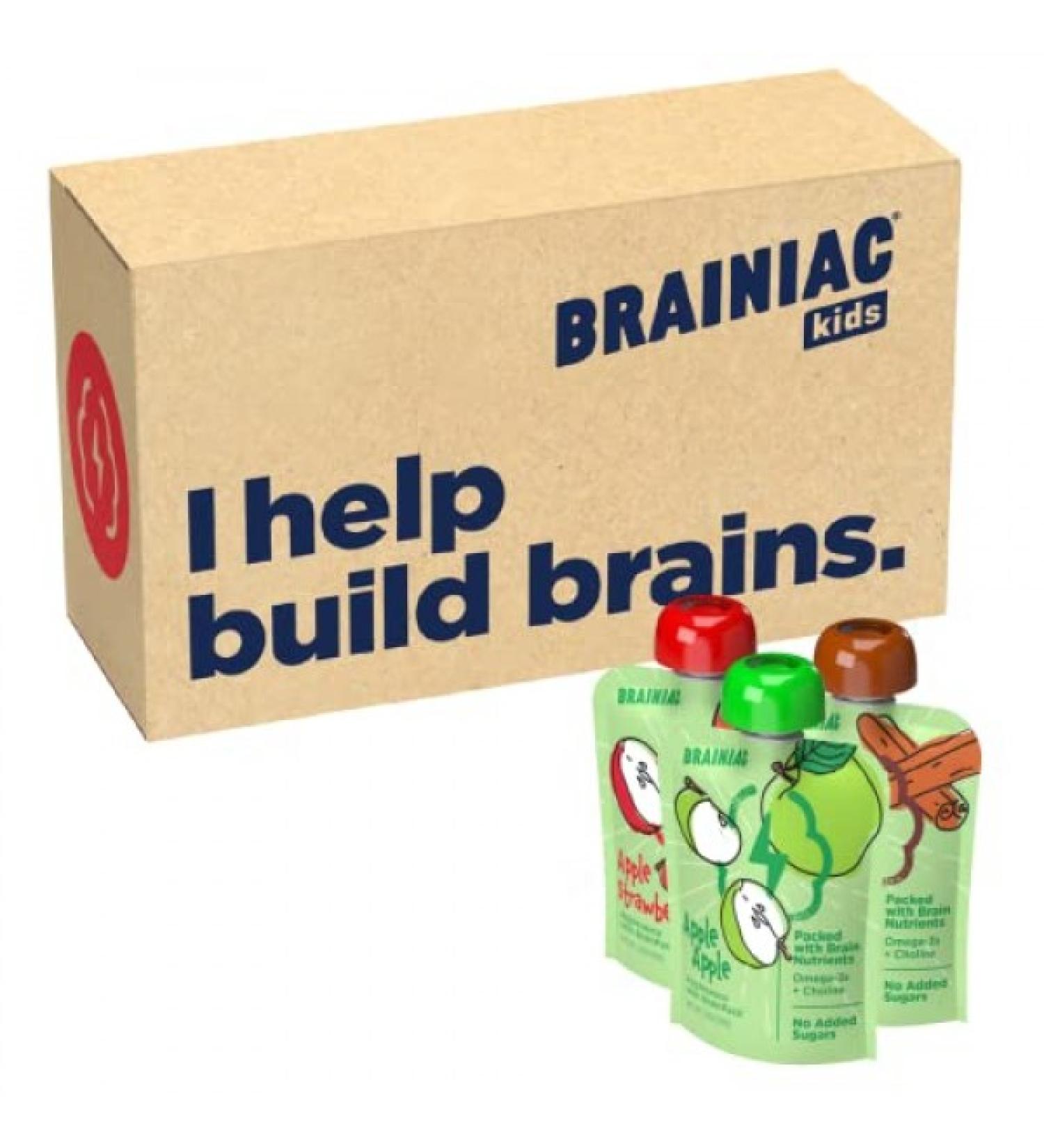 Brainiac Kids Applesauce Pouches - 10 Count, 3.2 oz Apple Flavor | Healthy Snack for Kids - Buy Online on GoSupps.com
