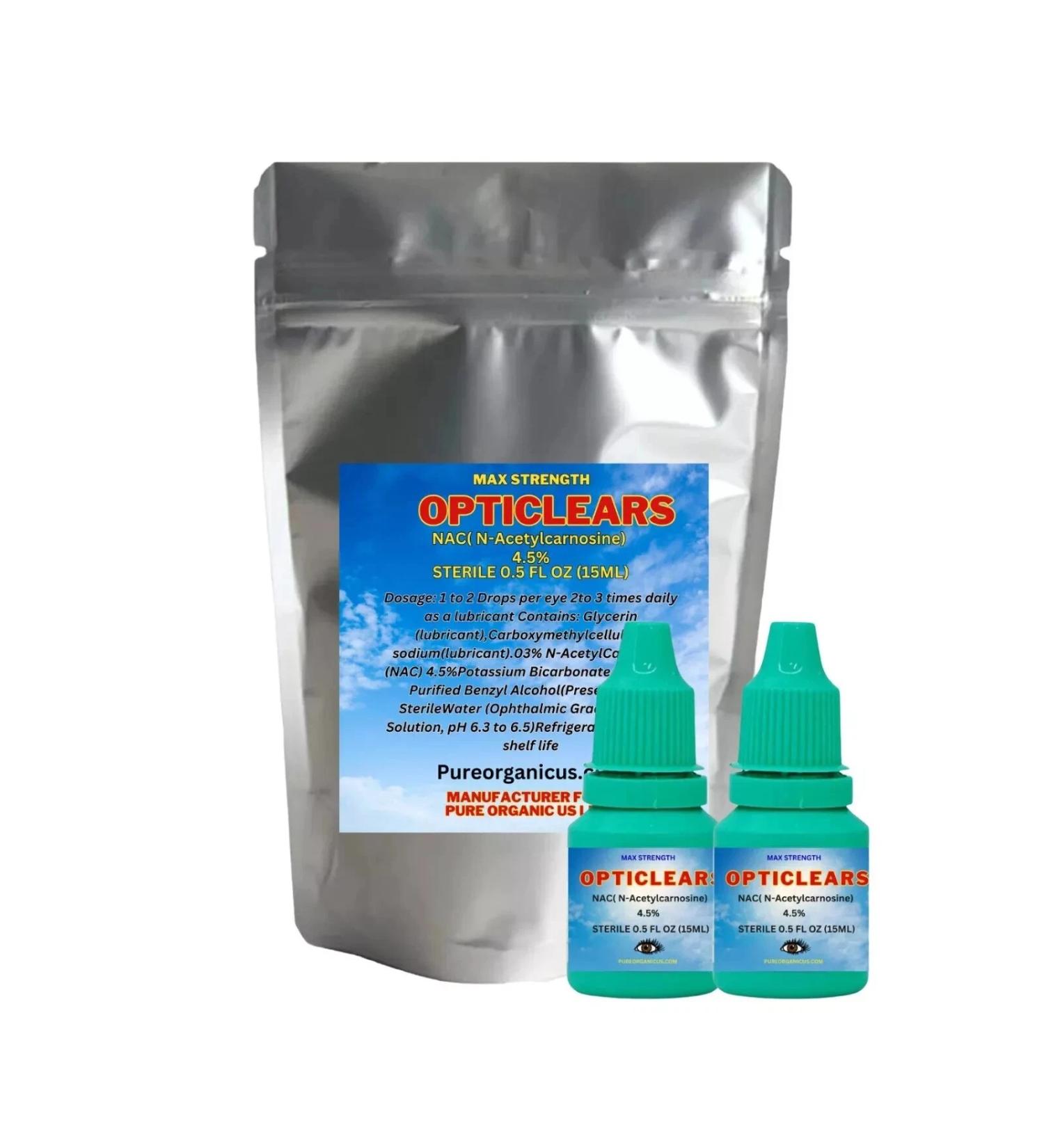 OPTICLEARS Cataract Eye Drops with 4.5% NAC N-Acetylcarnosine - 15ml x 2 pack - Buy Online on GoSupps.com