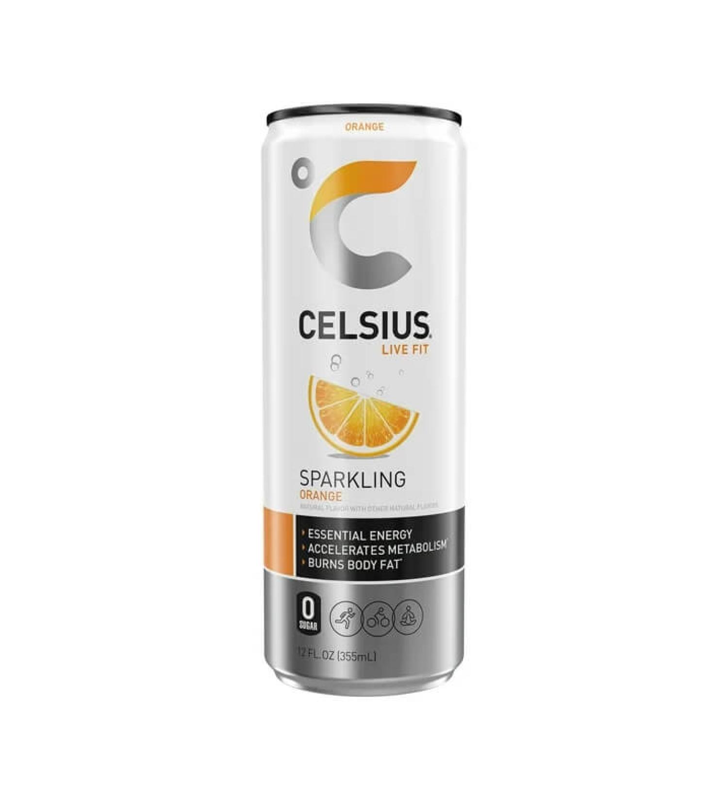 Celsius Sparkling Orange - Energizing Beverage in a 1 Can - Refreshing & Delicious - Buy Online on GoSupps.com