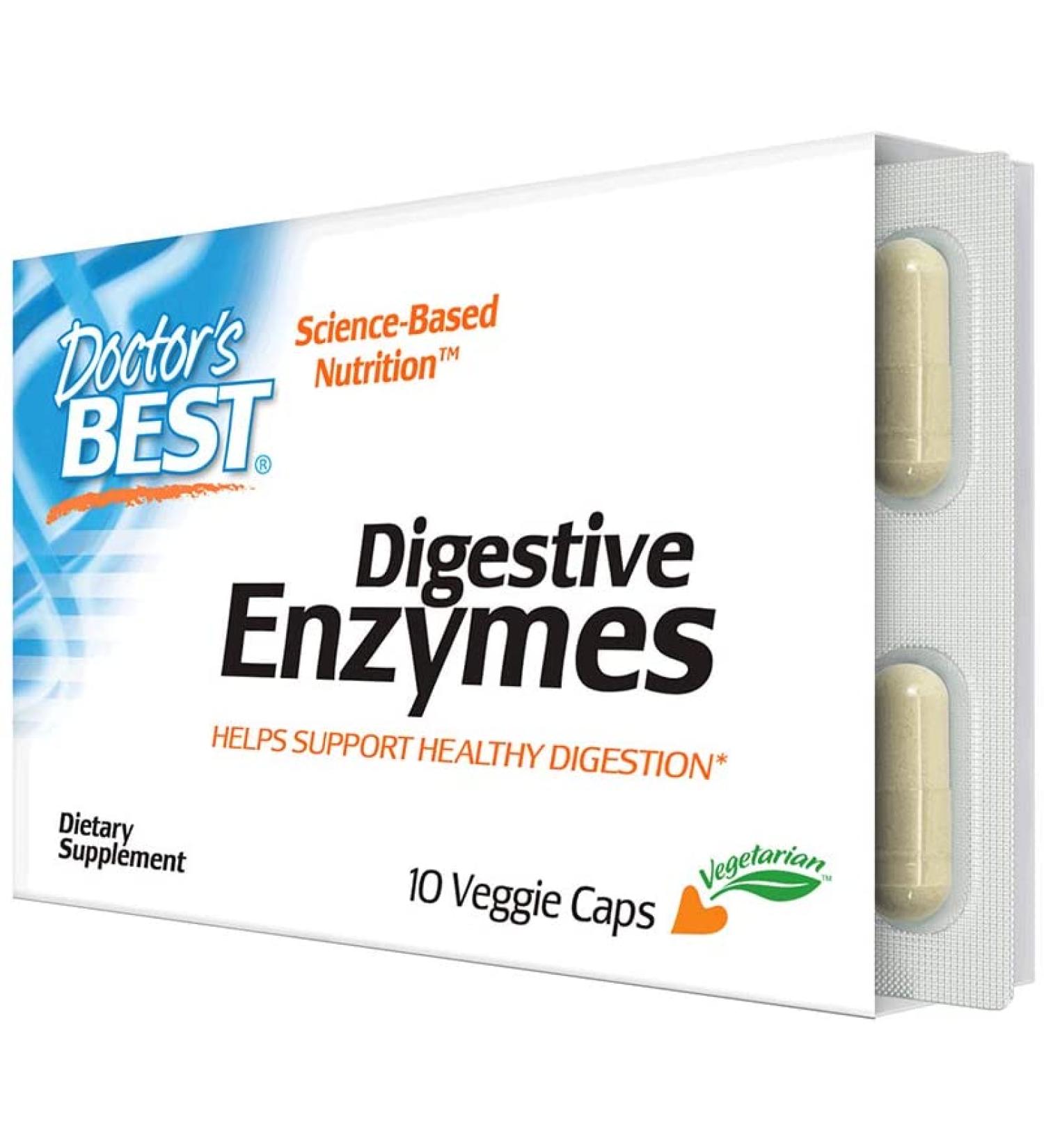 Doctor's Best Digestive Enzymes - 10 Veggie Caps for Optimal Digestion - Buy Online on GoSupps.com