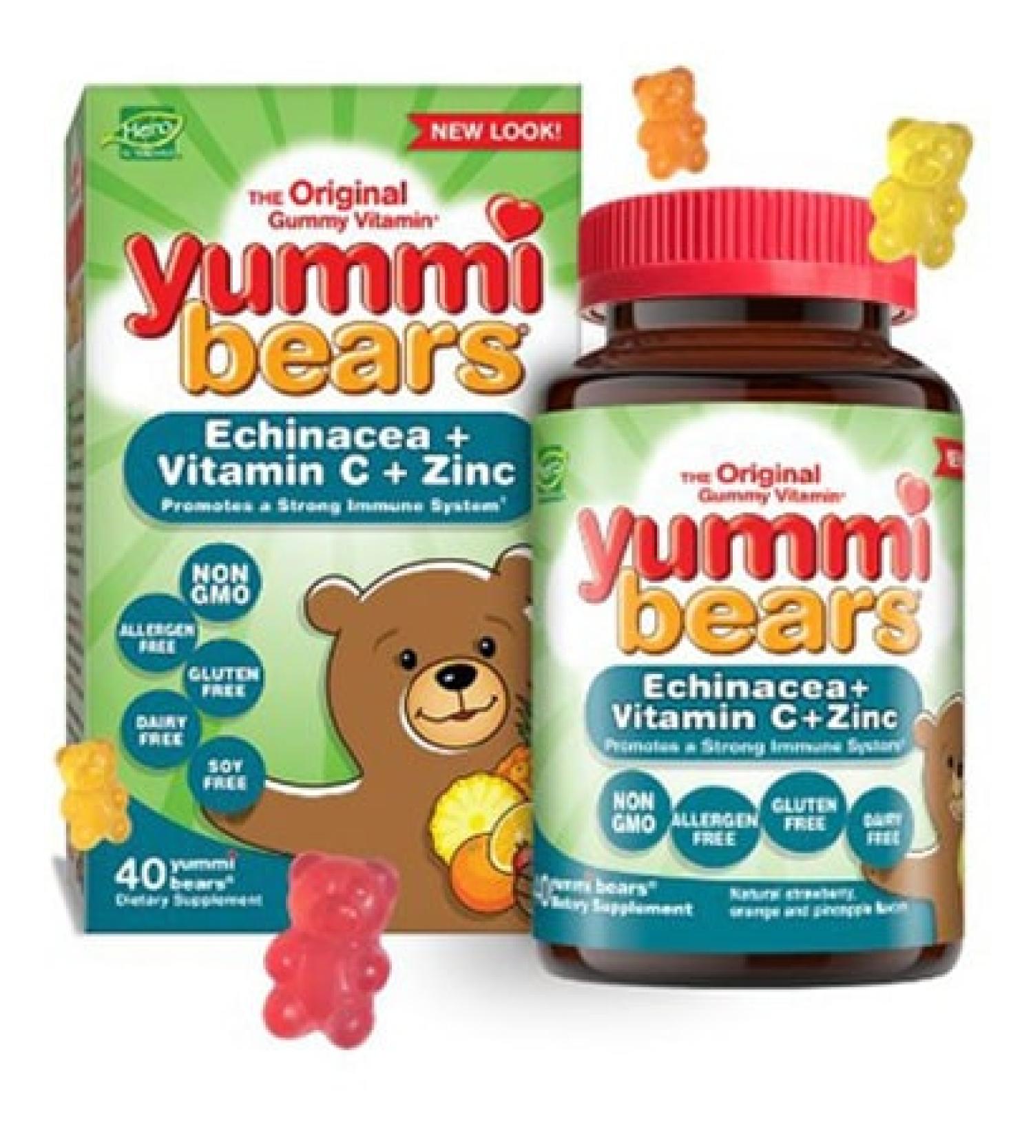 Hero Nutritionals Yummi Bears Echinacea + Vitamin C + Zinc - Immune Support Gummies (40 Count) - Buy Online on GoSupps.com