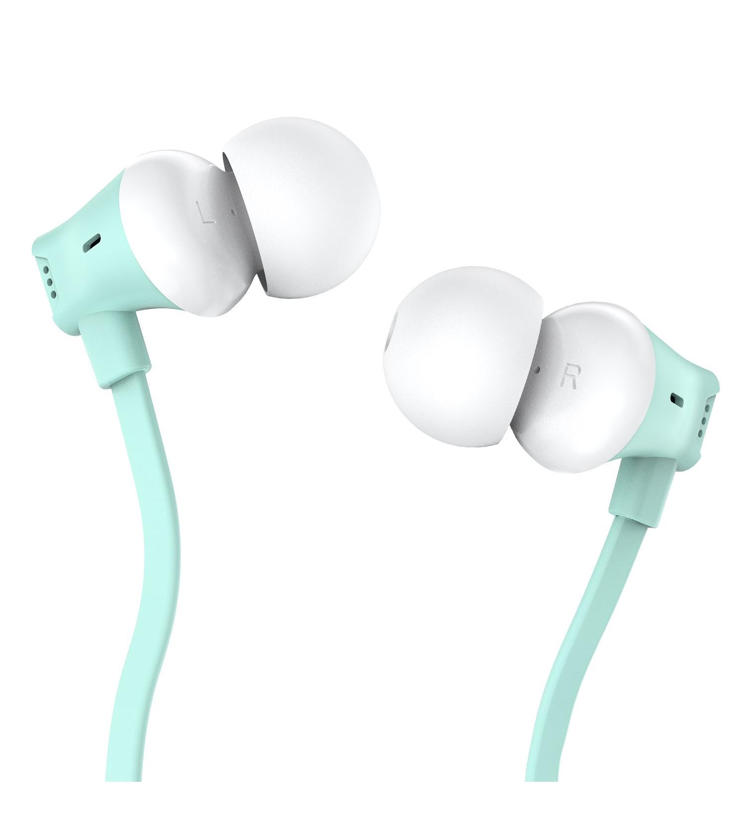 Vogek Tangle-Free Flat Cord Mint Green Earbud Headphones | Ergonomic In-Ear Design - Buy Online on GoSupps.com