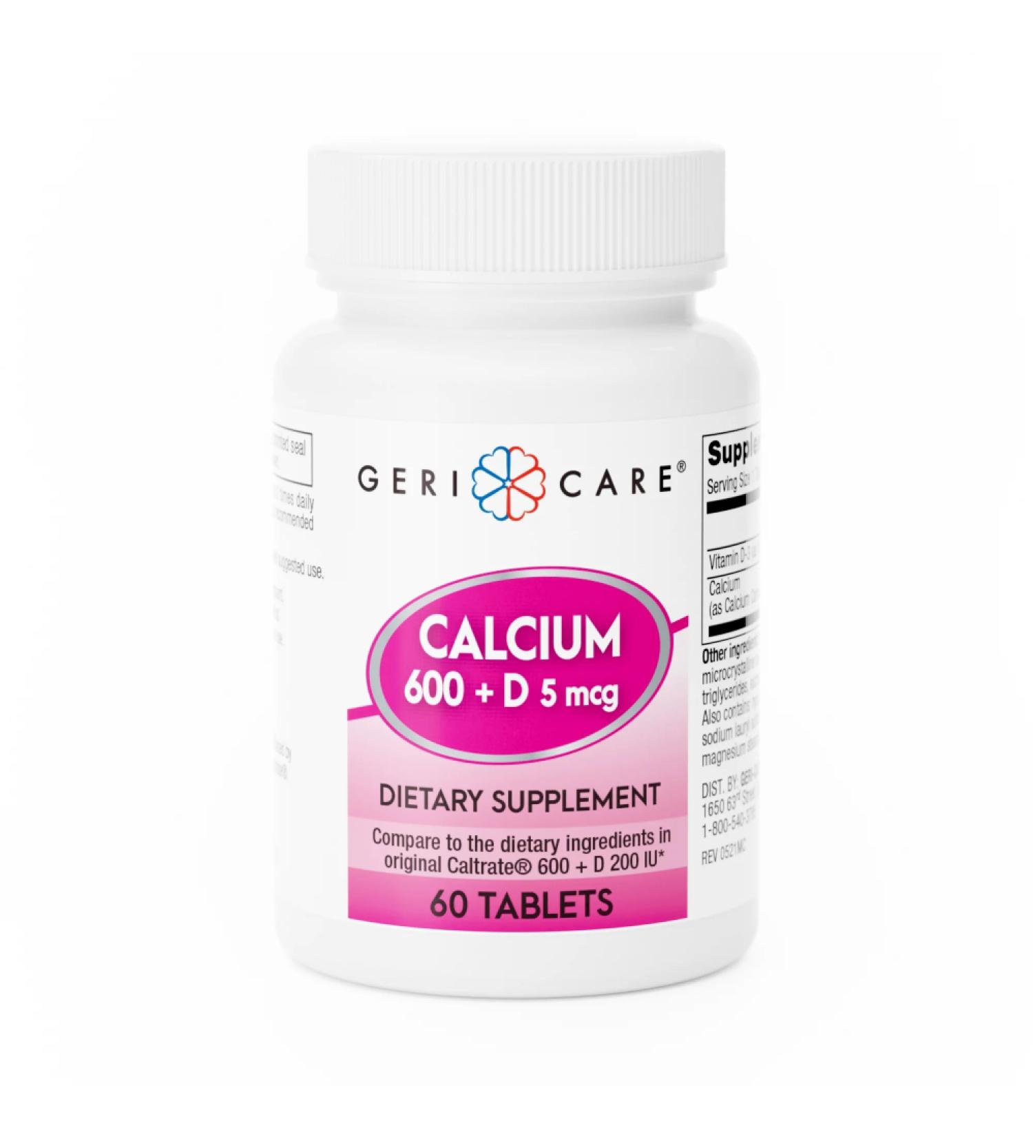 Geri - Care Calcium 600 mg Strength And Vitamin D3 - 60 Tablets