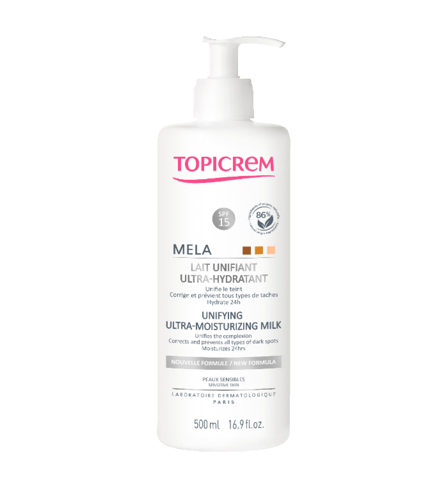 Topicrem MELA Unifying Ultra-Moisturizing Milk 500ml - Hydrating Skincare Solution - Buy Online on GoSupps.com