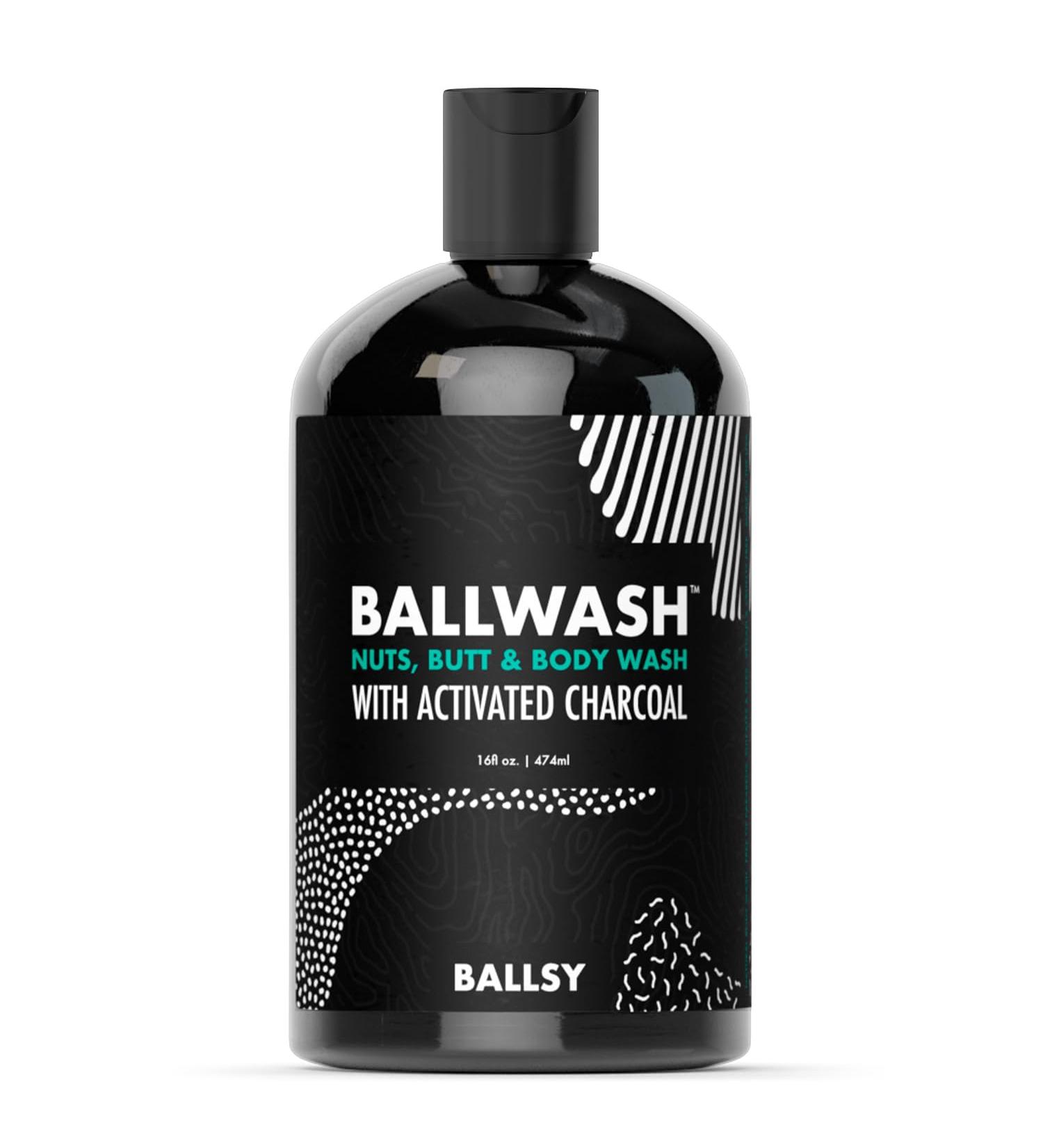 Ballsy Ballwash Charcoal Body Wash for Men - Moisturizing Men's Bodywash with Coconut Oil - Natural Soap for Men - 16 Oz with Pump - Buy Online on GoSupps.com