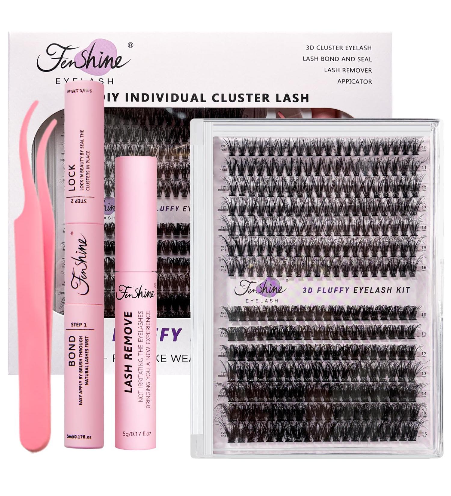 Fenshine Cluster Eyelash Extensions 240pcs - Natural False Eyelashes Mix 9-14mm - Soft Individual Lashes - Extension Kit with 20D/40D Curl - 0.07D - for Volume Lash Looks - Buy Online on GoSupps.com
