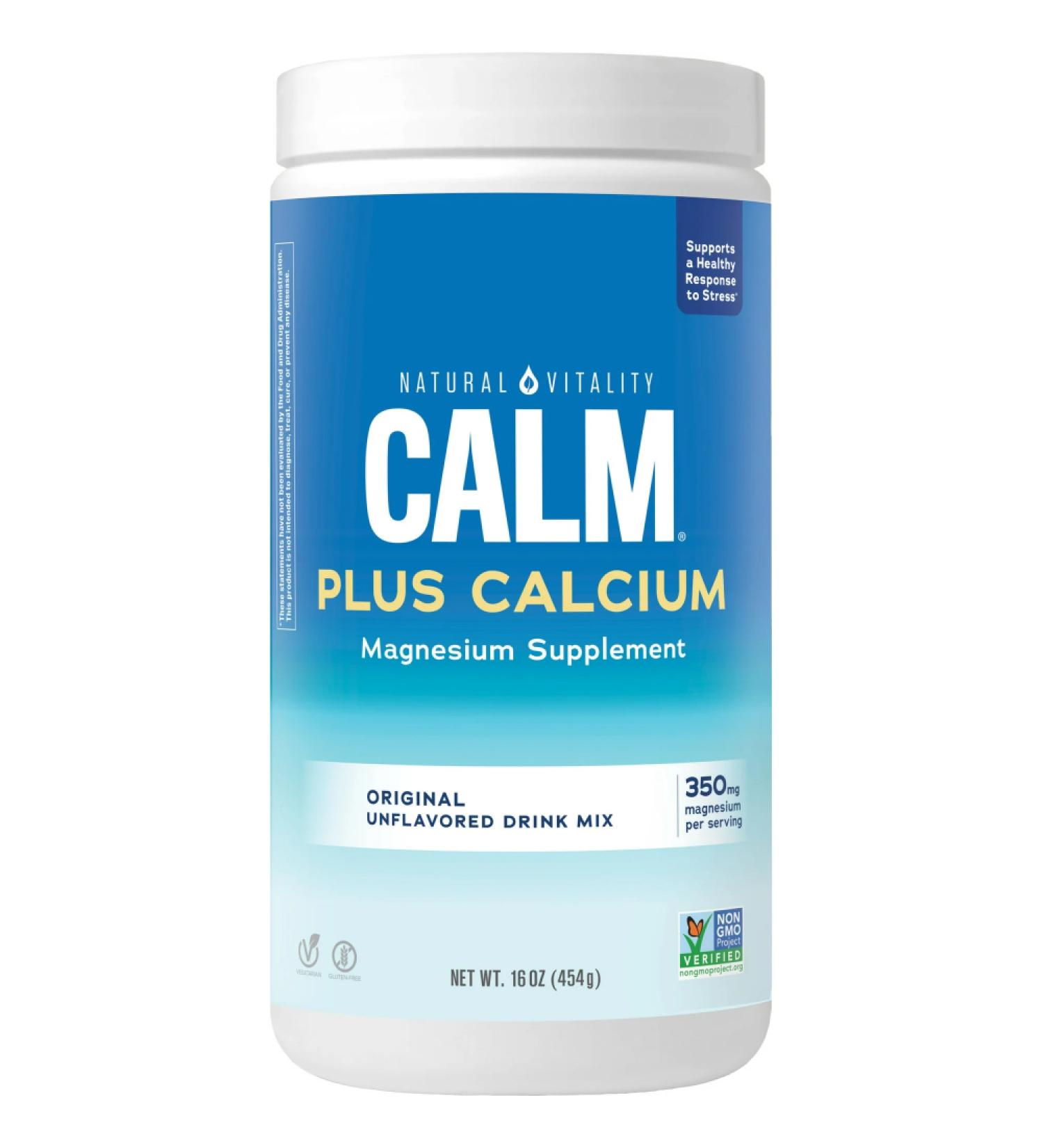 Natural Vitality Calm Plus Calcium Unflavored - 16 oz | Stress Relief & Muscle Support - Buy Online on GoSupps.com