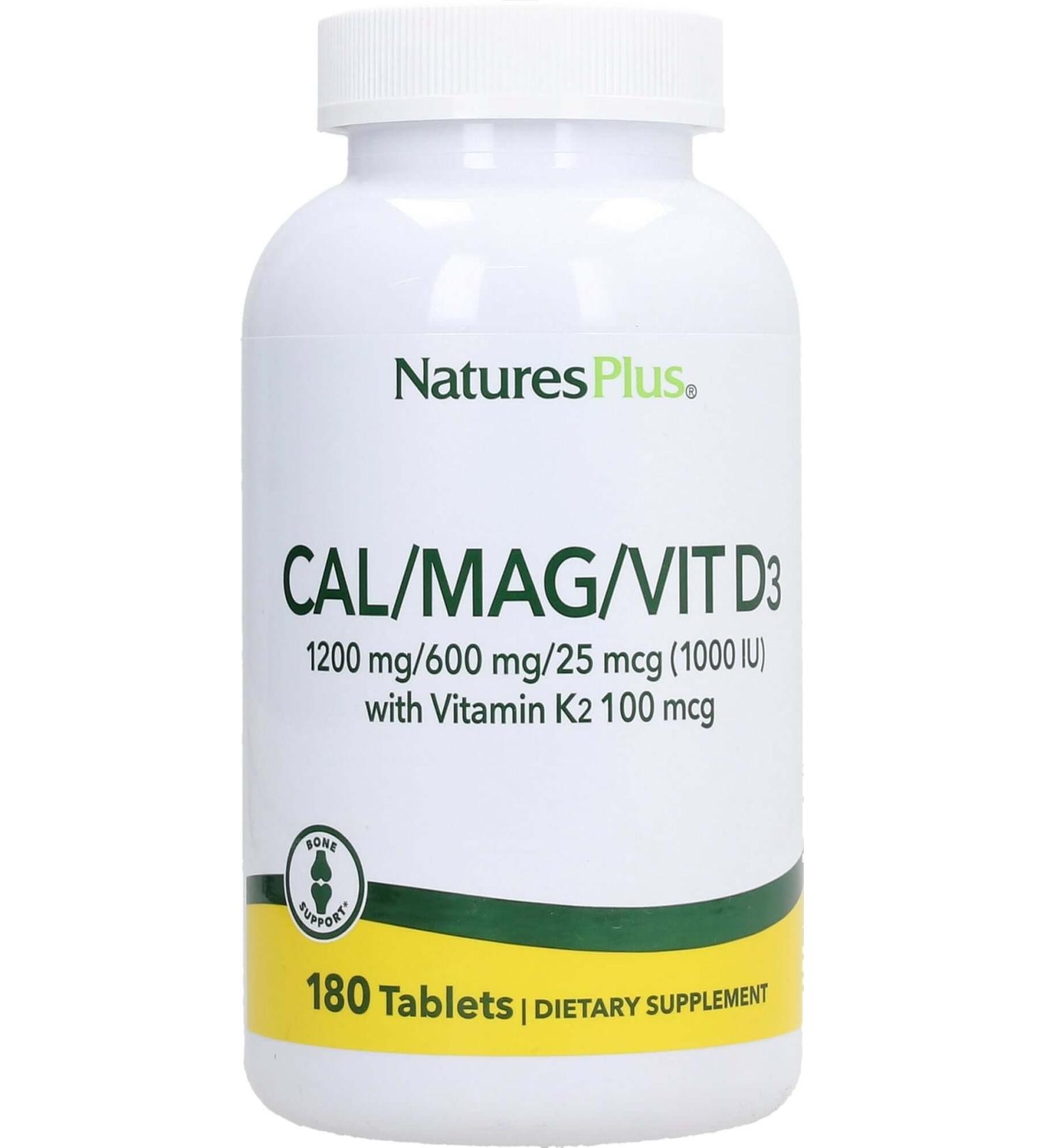 Nature's Plus CalMagVitamin D3 & K2 - 180 Tablets for Bone Health - Buy Online on GoSupps.com