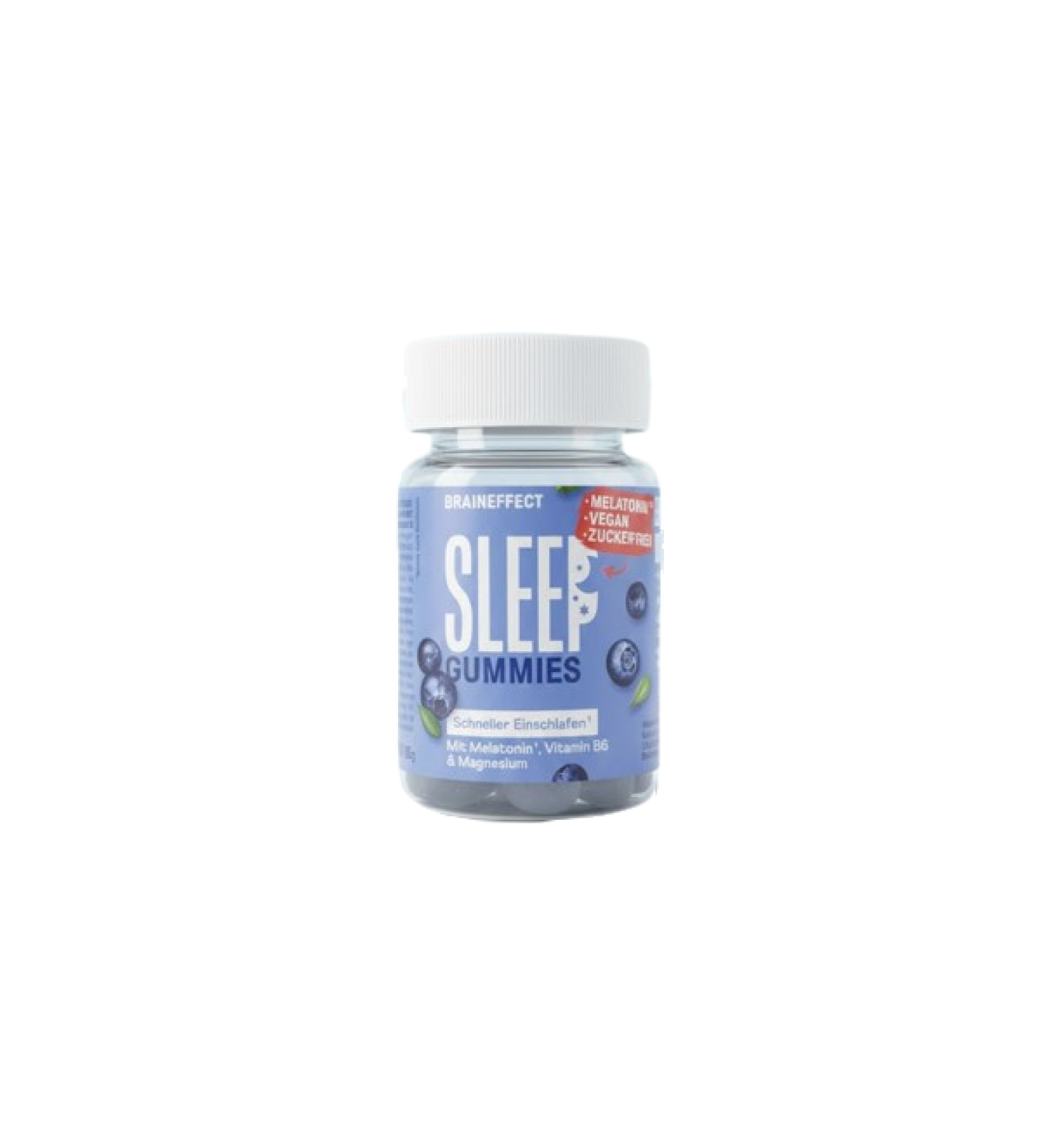 Braineffect Sleep Rubber - Vegan Melatonin Gummies (60 Pieces) | Blueberry Flavor for Faster Sleep - Buy Online on GoSupps.com