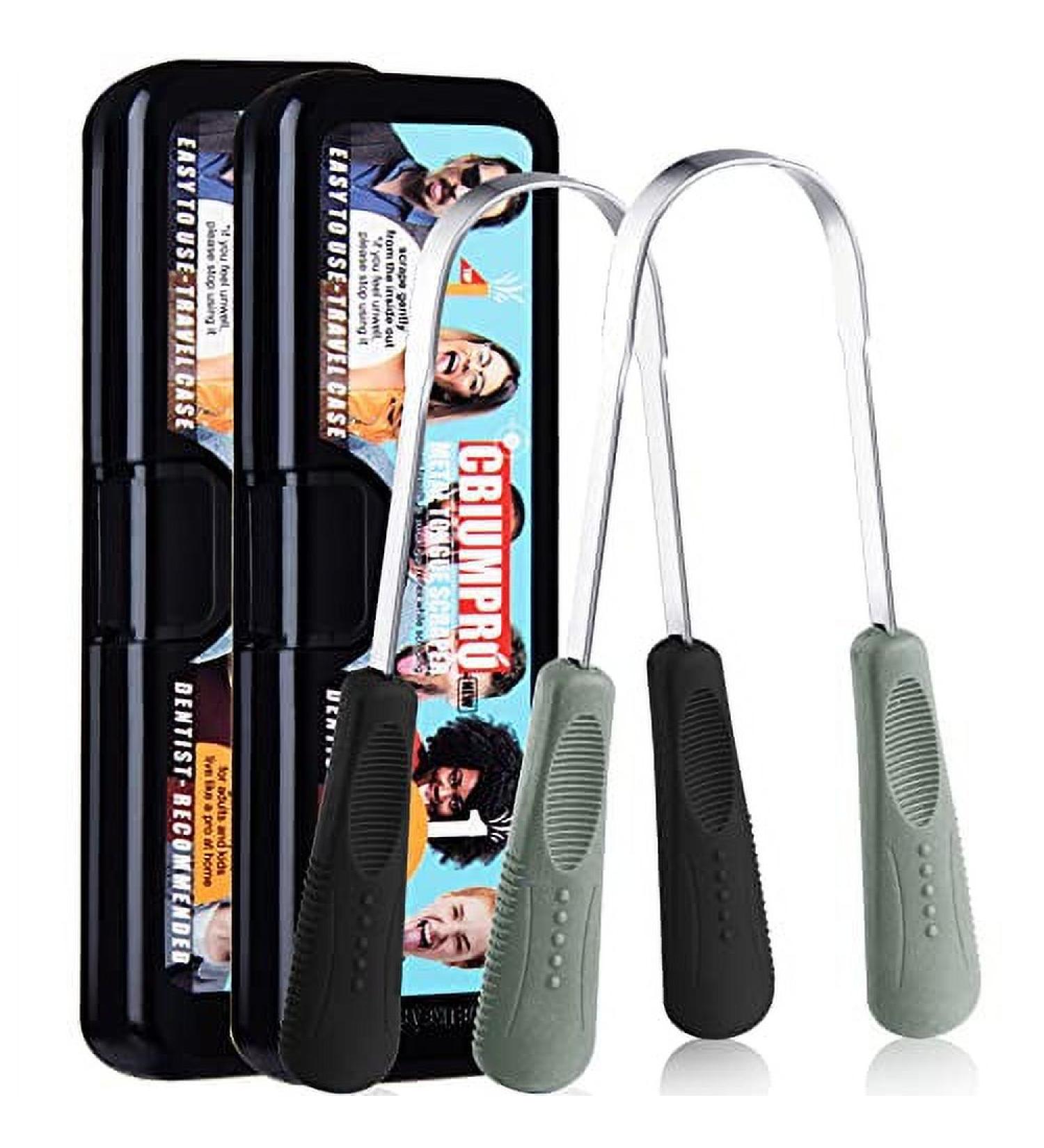 Professional Tongue Scraper Kit with Travel Case - 2 Pack Stainless Steel Cleaner for Adults & Kids | Medical-Grade & Flexible | Upgraded Version - Buy Online on GoSupps.com