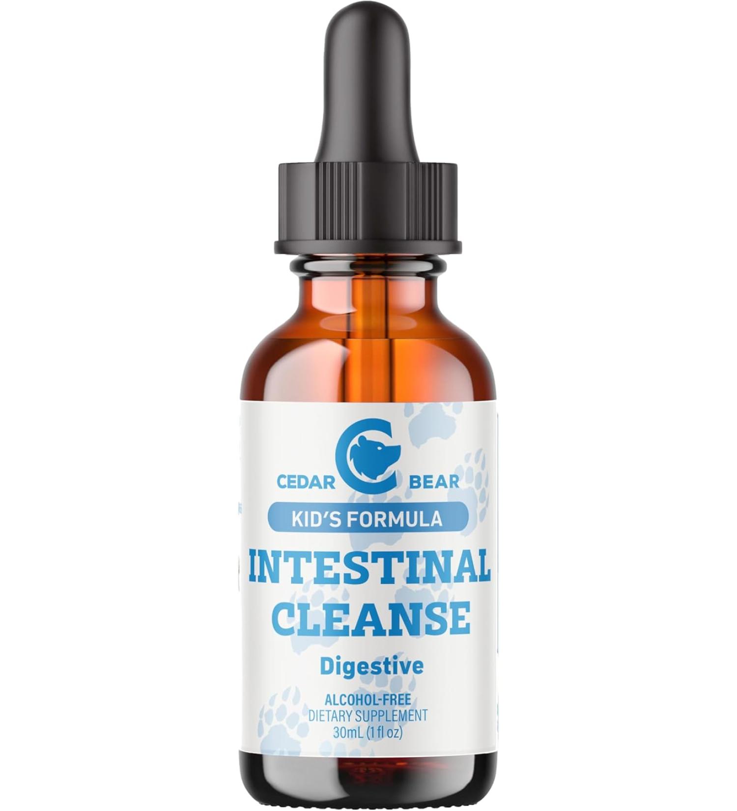 Cedar Bear Intestinal Cleanse for Kids - Alcohol-Free Liquid Herbal Supplement for Digestive Detox - Natural Gut Cleanse Drops for Children - 1 fl oz/30 ml - Buy Online on GoSupps.com