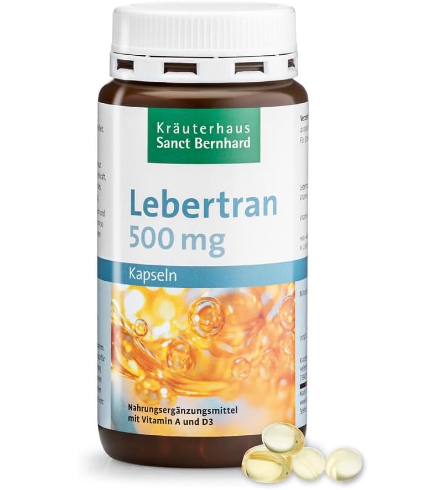 Sanct Bernhard Cod Liver Oil Capsules | Vitamin A & D3 | 200 Capsules - Premium Quality for Immune Support & Heart Health - Buy Online on GoSupps.com