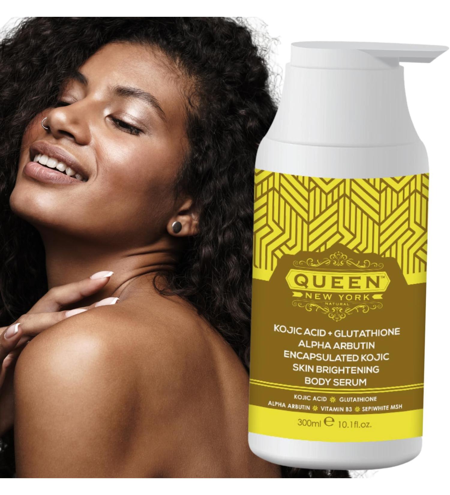 Queen Natural New York Kojic Acid Triple Booster Skin Brightening Body Lotion 300ml - Alpha Arbutin, Ginseng Extract, Niacinamide - 10.14 Fl Oz - Buy Online on GoSupps.com