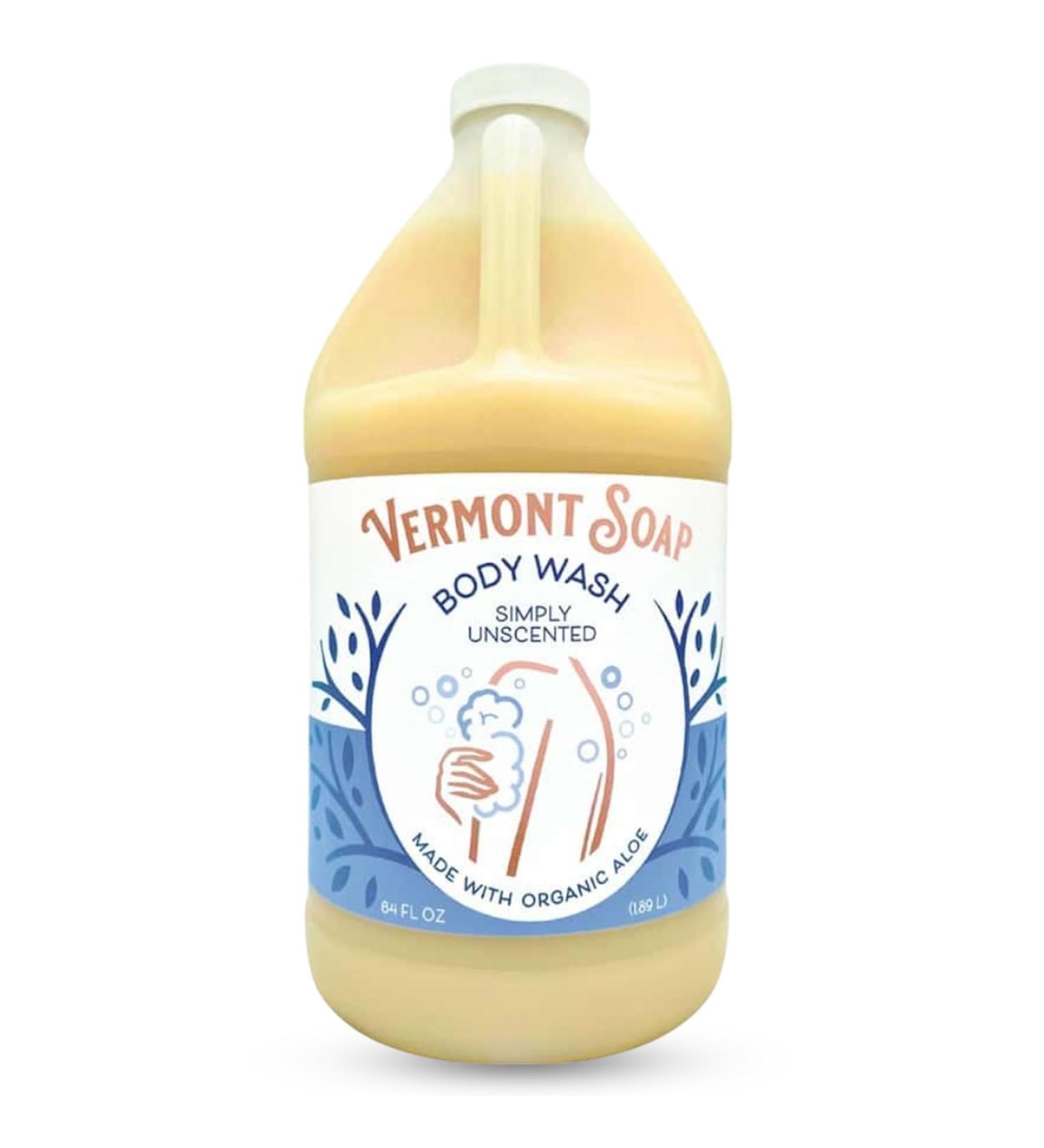 Vermont Soap Simply Unscented Body Wash with Shea Butter - 64oz | Moisturizing & Soothing Gel Wash for Women & Men - Buy Online on GoSupps.com