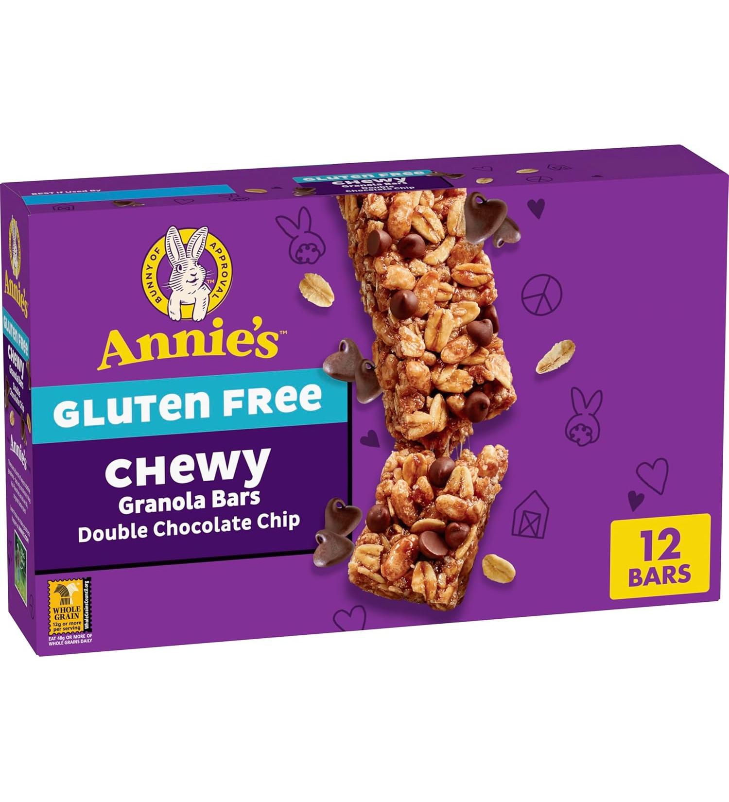 Annie's Gluten Free Chewy Granola Bars - Double Chocolate Chip 11.76 oz (Pack of 12) | Healthy Snacks Nutritious & Delicious - Buy Online on GoSupps.com
