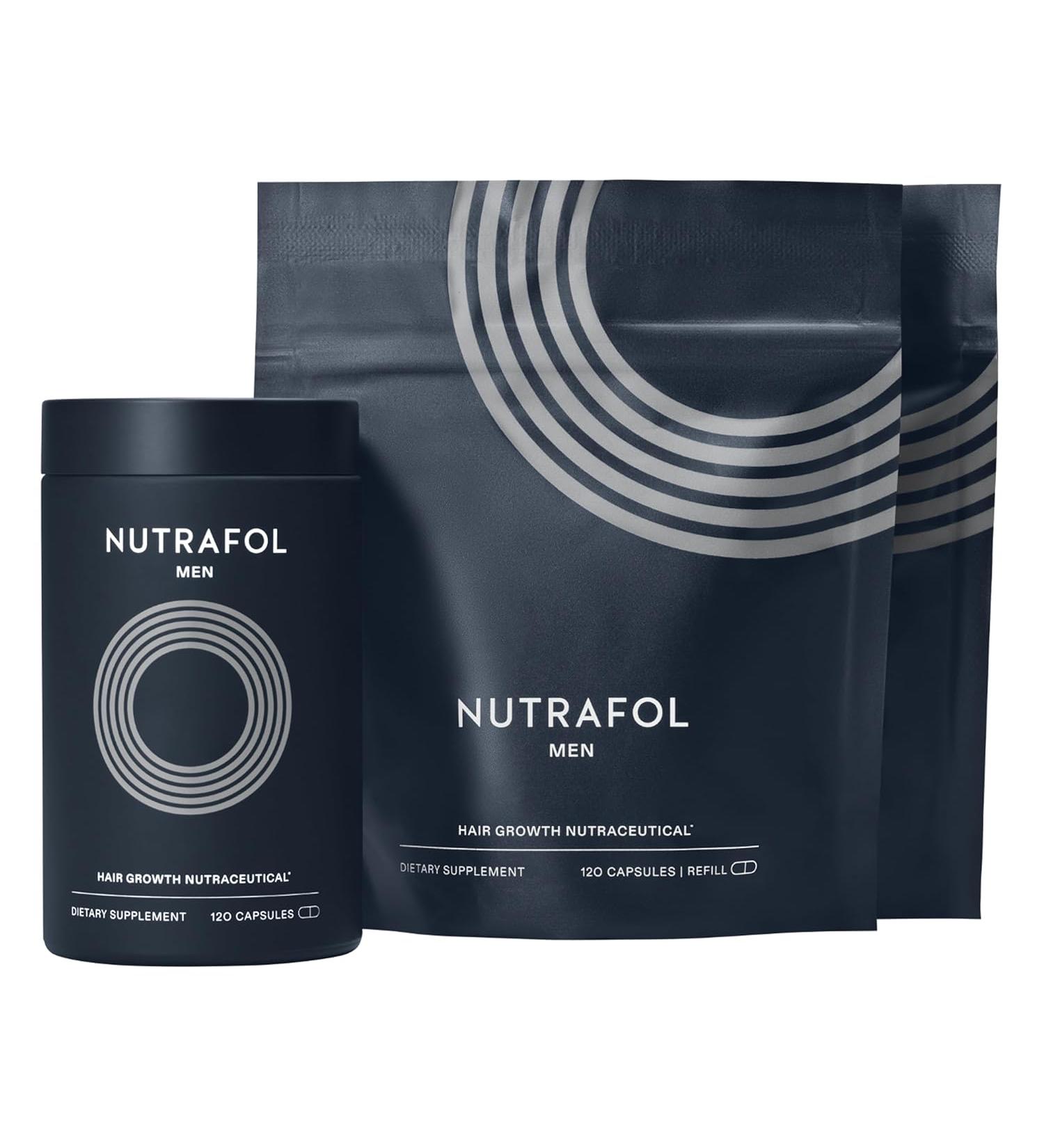 Nutrafol Men's Hair Growth Supplements - Visibly Thicker Hair & Scalp Coverage, Dermatologist Recommended - 3 Month Supply (Pack of 3) - Buy Online on GoSupps.com