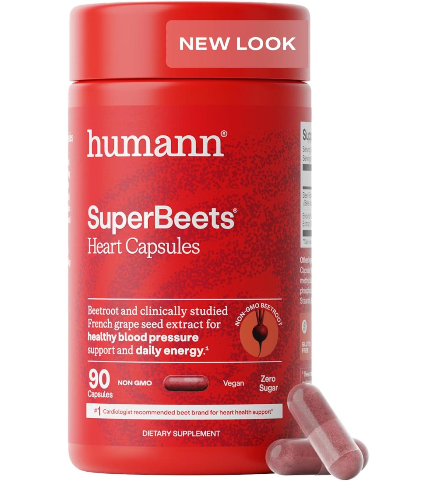 humanN SuperBeets Beet Root Capsules 1000mg - Nitric Oxide Boost, Blood Pressure Support & Antioxidants - 90 Count - Buy Online on GoSupps.com